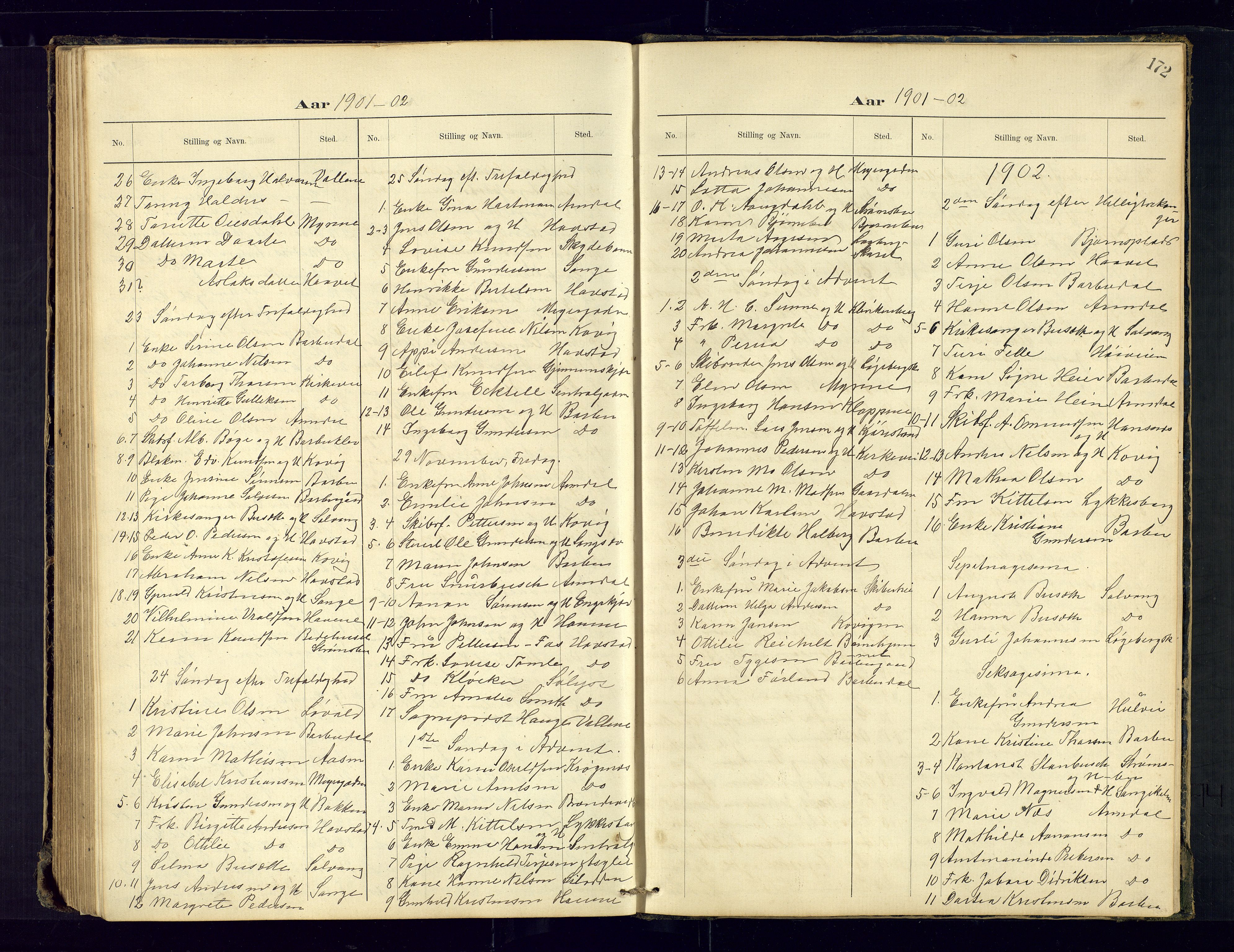 Barbu sokneprestkontor, AV/SAK-1111-0003/F/Fc/L0001: Kommunikantprotokoll nr. C-1, 1878-1903, s. 172