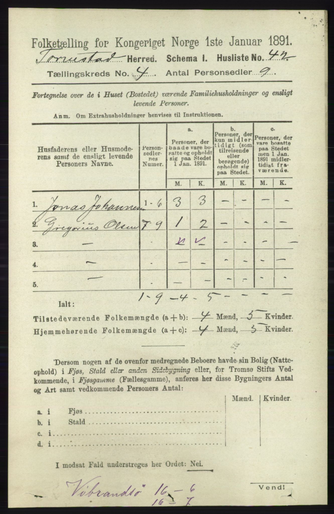 RA, Folketelling 1891 for 1152 Torvastad herred, 1891, s. 1463