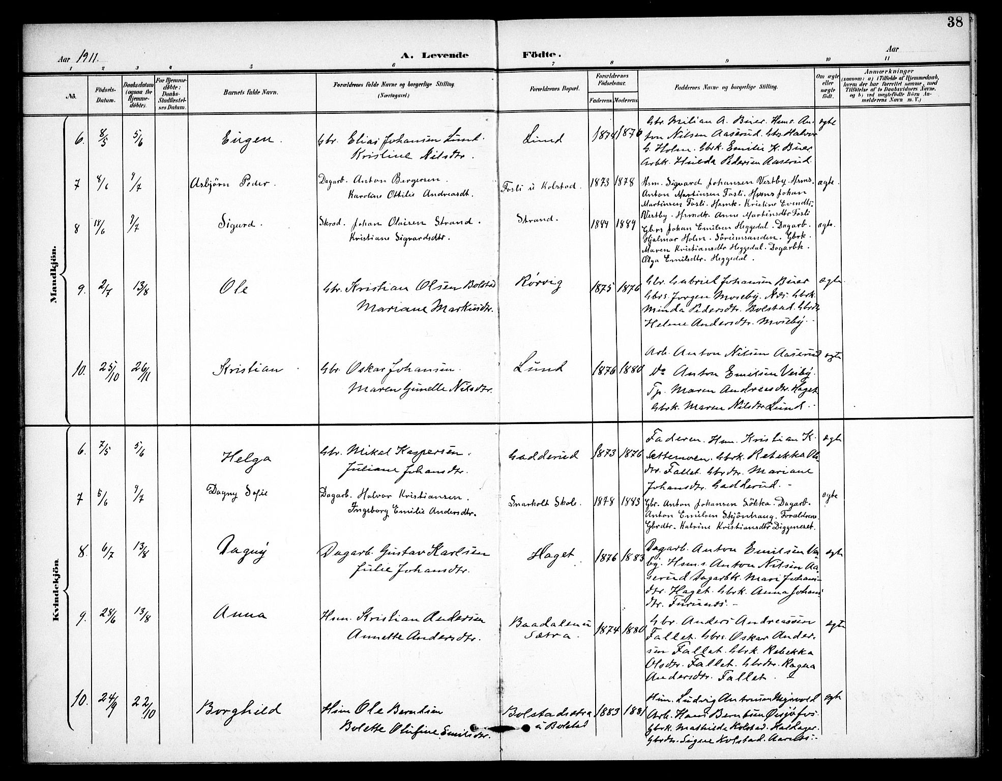 Høland prestekontor Kirkebøker, SAO/A-10346a/F/Fc/L0003: Ministerialbok nr. III 3, 1897-1911, s. 38