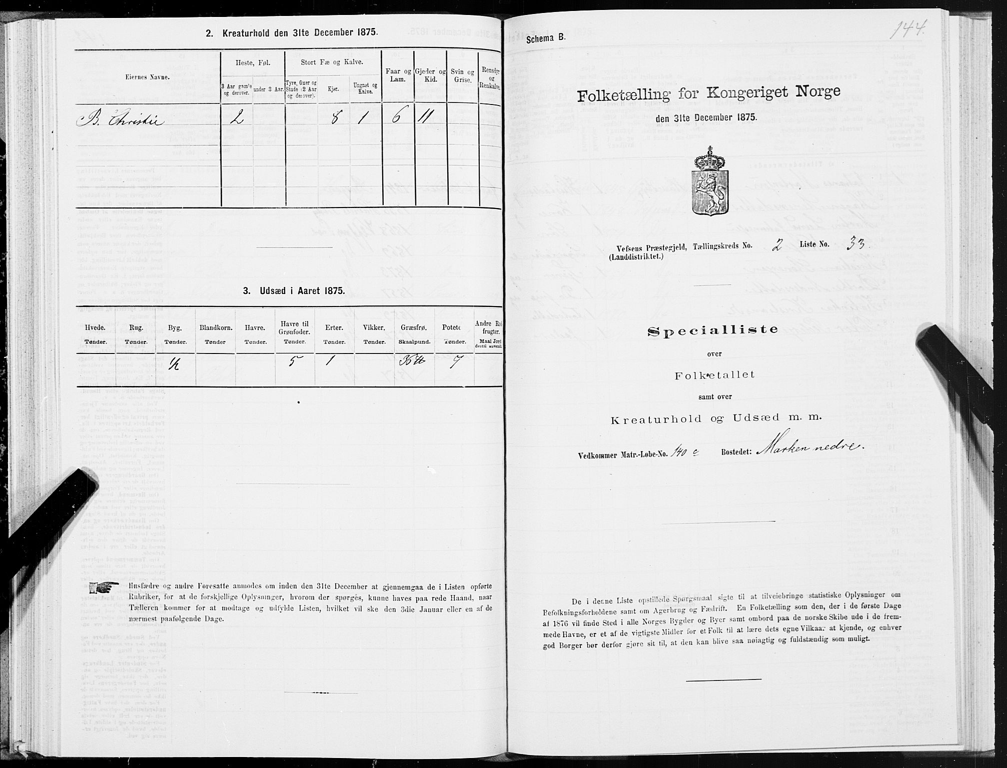 SAT, Folketelling 1875 for 1824L Vefsn prestegjeld, Vefsn sokn, 1875, s. 1144