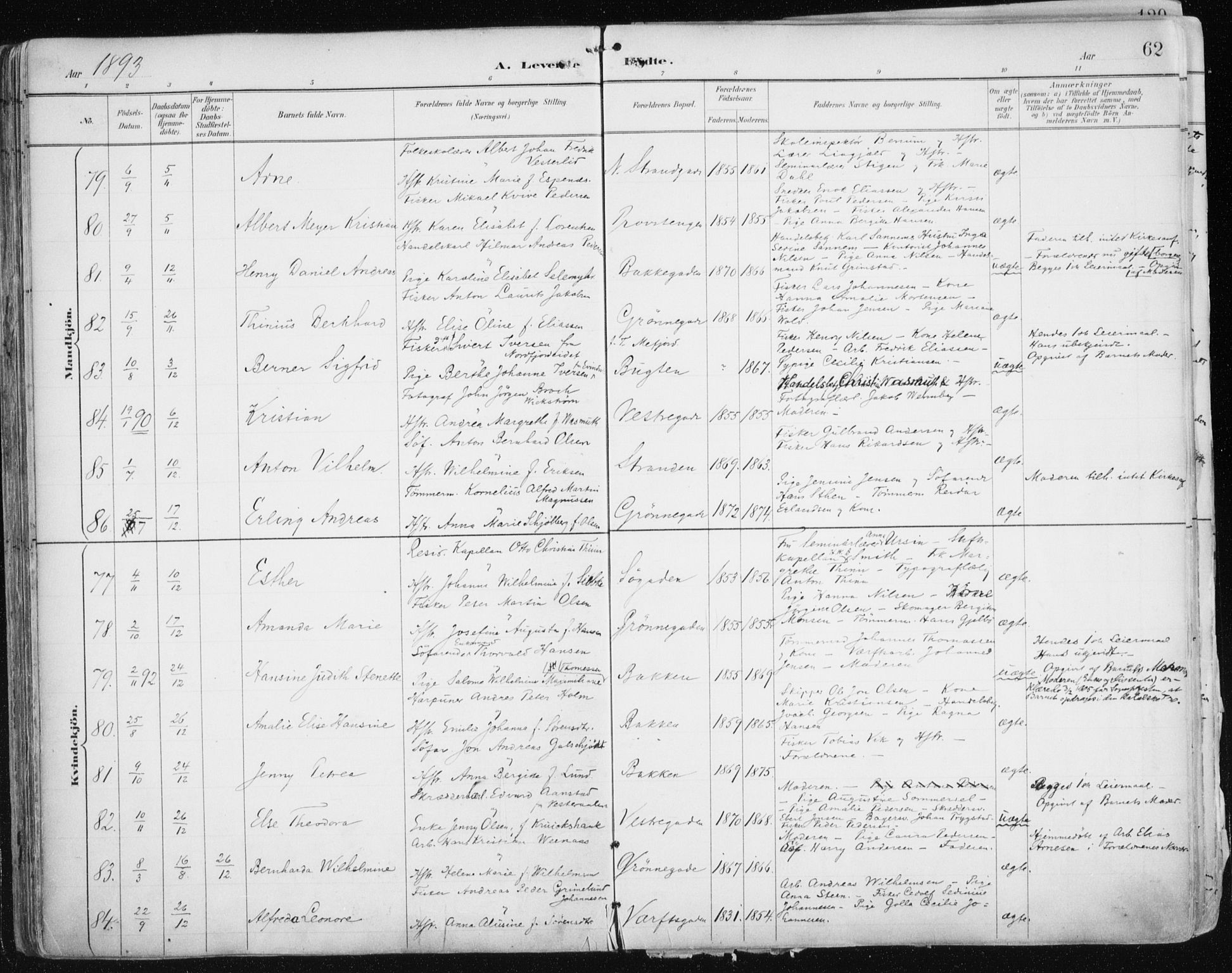 Tromsø sokneprestkontor/stiftsprosti/domprosti, AV/SATØ-S-1343/G/Ga/L0015kirke: Ministerialbok nr. 15, 1889-1899, s. 62