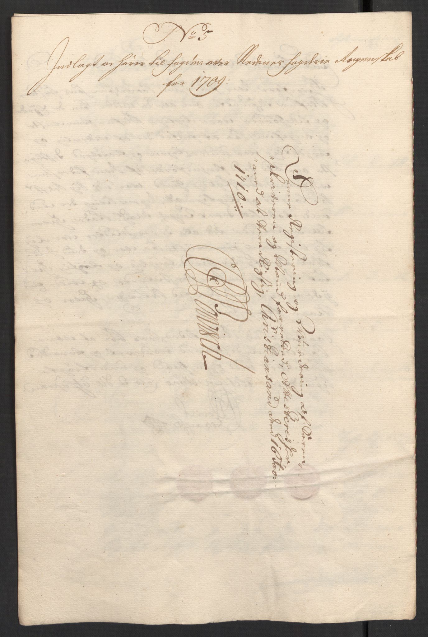 Rentekammeret inntil 1814, Reviderte regnskaper, Fogderegnskap, AV/RA-EA-4092/R39/L2318: Fogderegnskap Nedenes, 1706-1709, s. 457