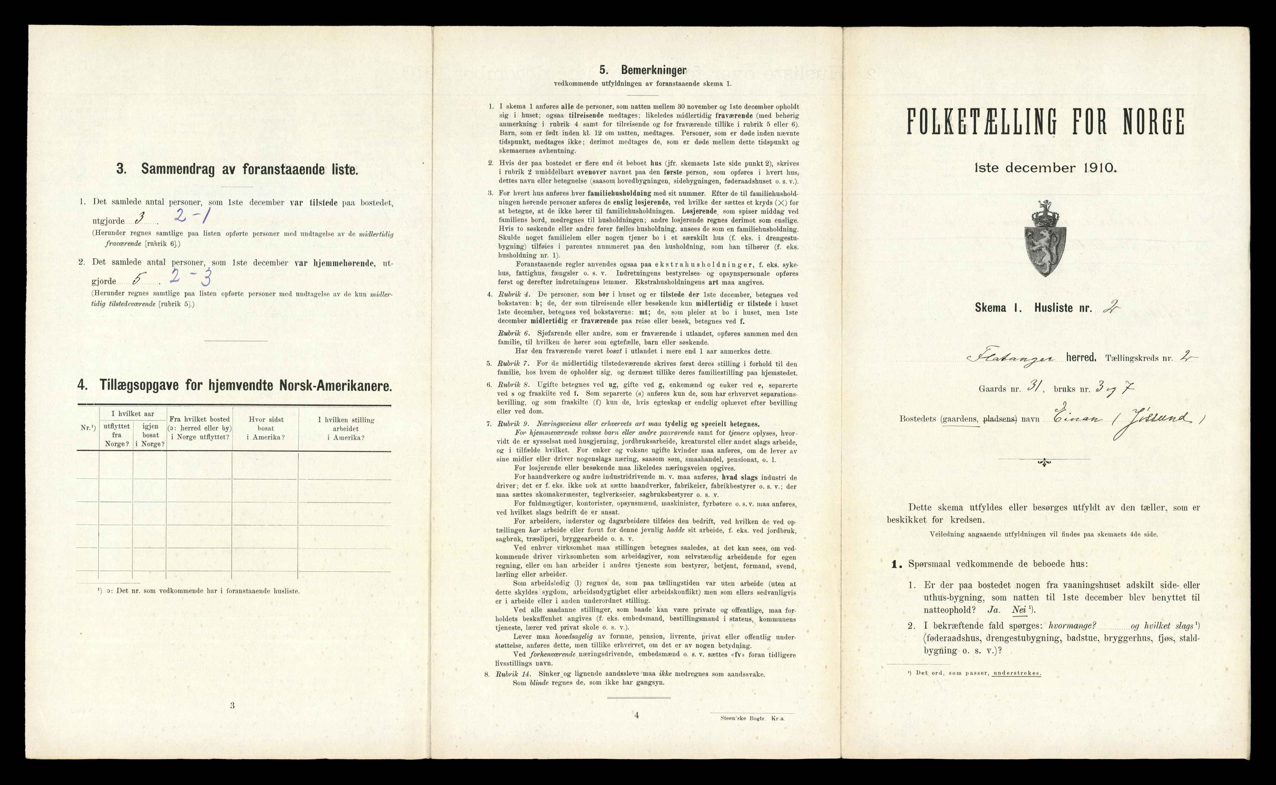 RA, Folketelling 1910 for 1749 Flatanger herred, 1910, s. 127