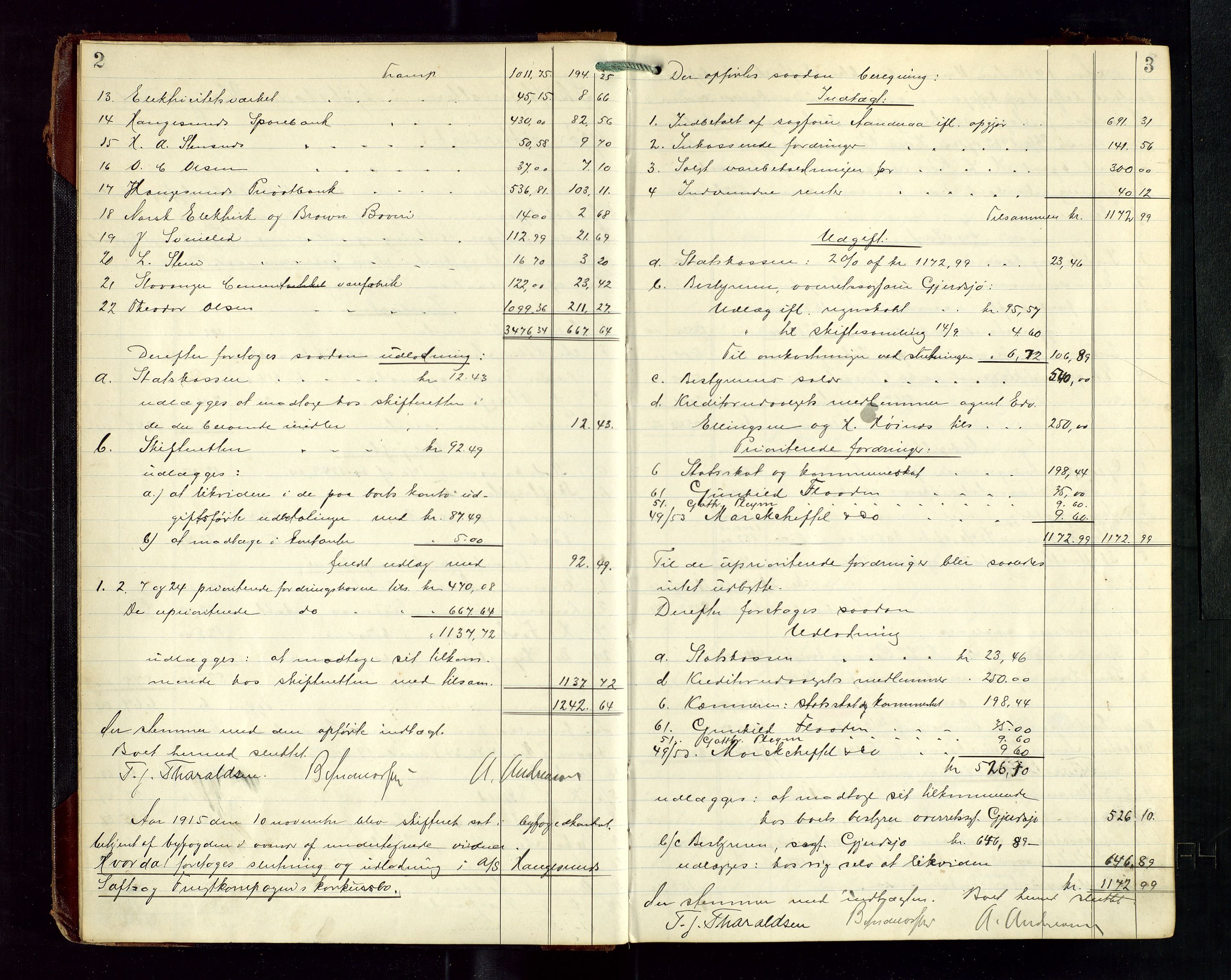 Haugesund tingrett, AV/SAST-A-101415/01/IV/IVD/L0003: Skifteutlodningsprotokoll, med register, 1915-1924, s. 2-3