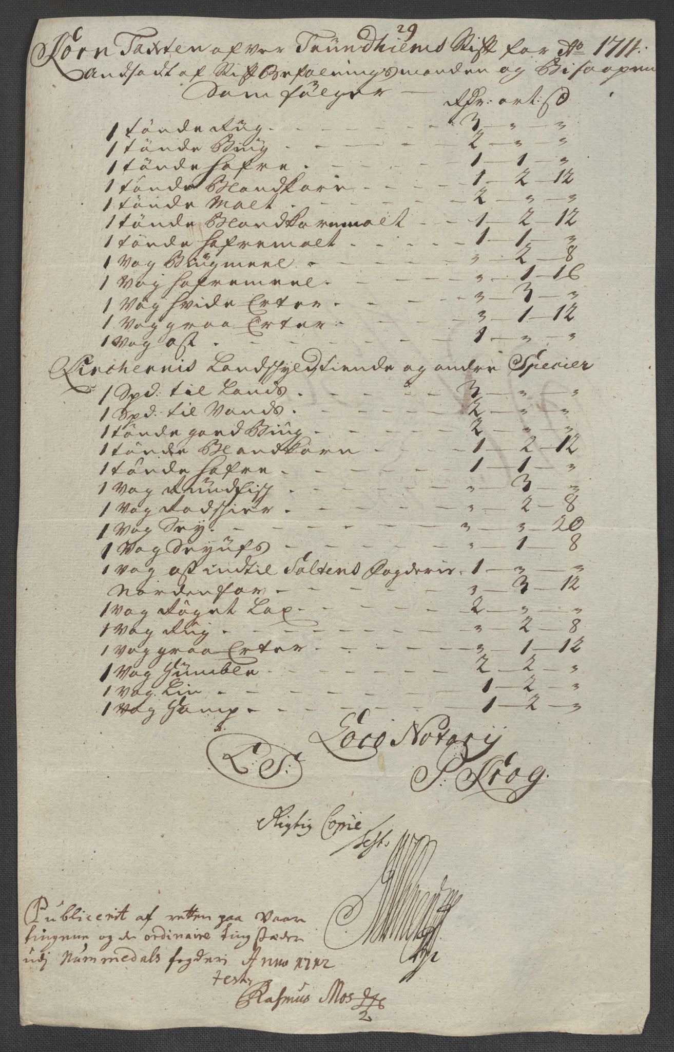 Rentekammeret inntil 1814, Reviderte regnskaper, Fogderegnskap, RA/EA-4092/R64/L4432: Fogderegnskap Namdal, 1711, s. 185