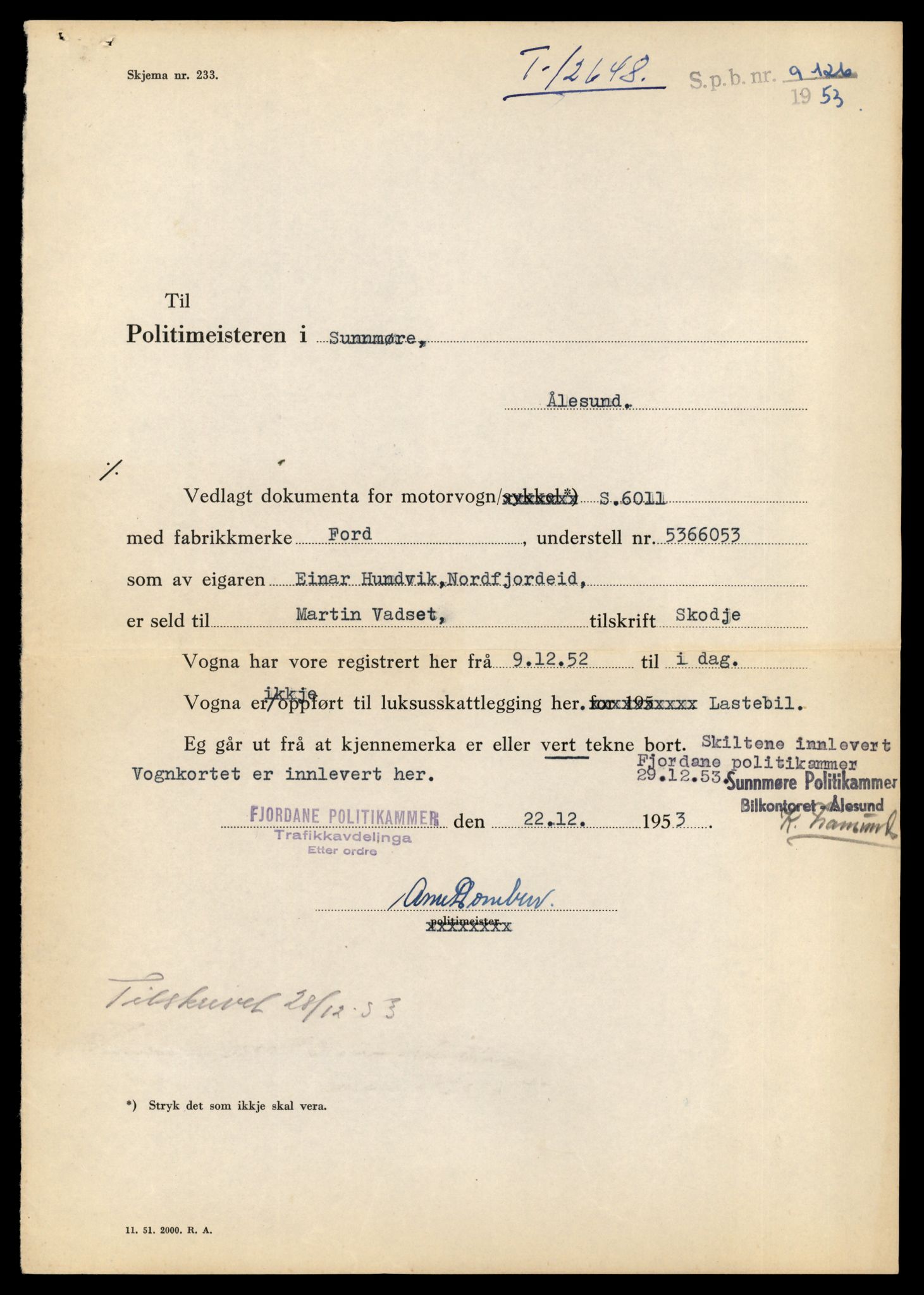 Møre og Romsdal vegkontor - Ålesund trafikkstasjon, AV/SAT-A-4099/F/Fe/L0034: Registreringskort for kjøretøy T 12500 - T 12652, 1927-1998, s. 2919