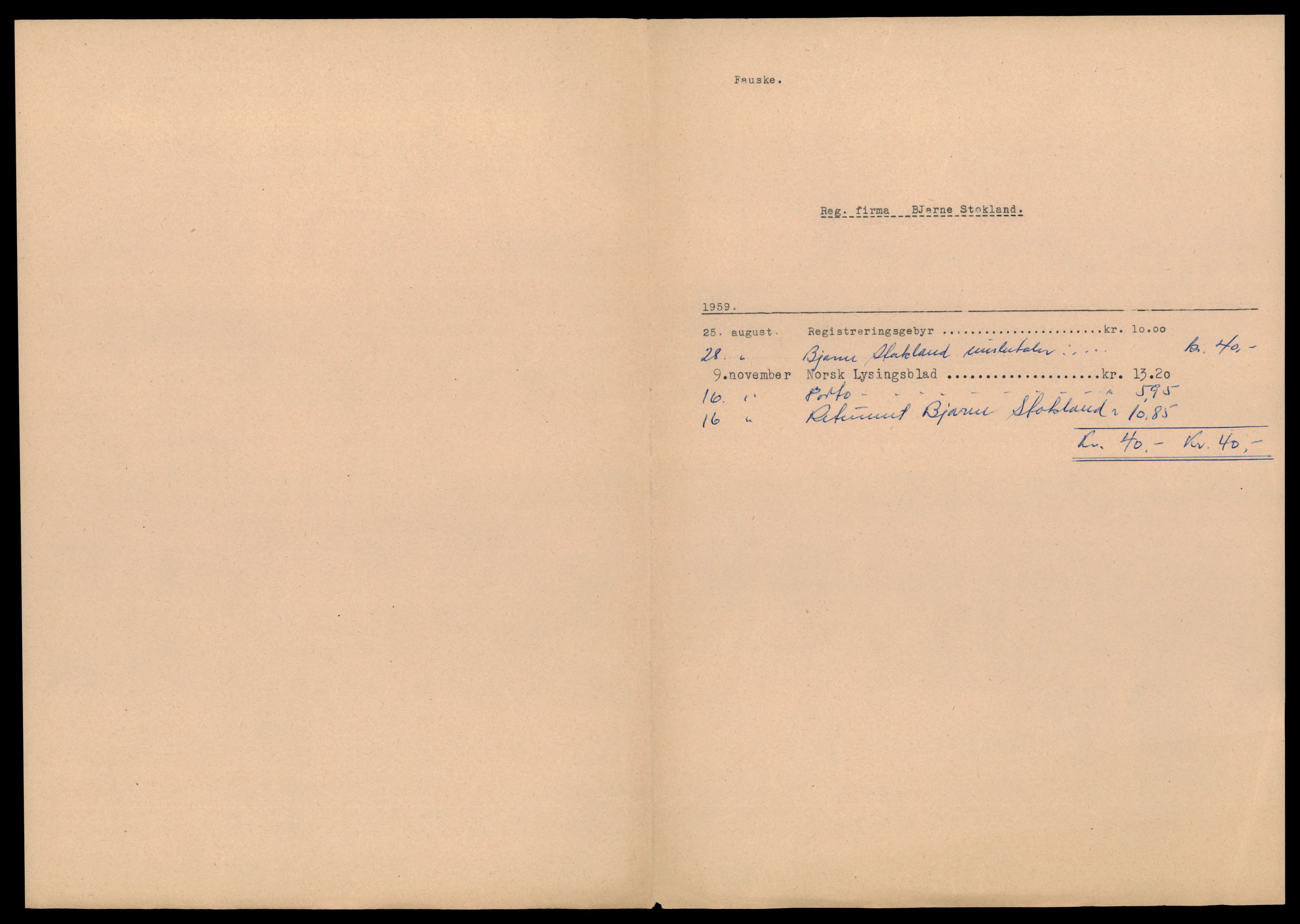 Salten sorenskriveri, AV/SAT-A-4578/4/J/Jd/Jda/L0028: Bilag. Enkeltmannsforetak, personlig firma og andelslag S, 1945-1987, s. 1
