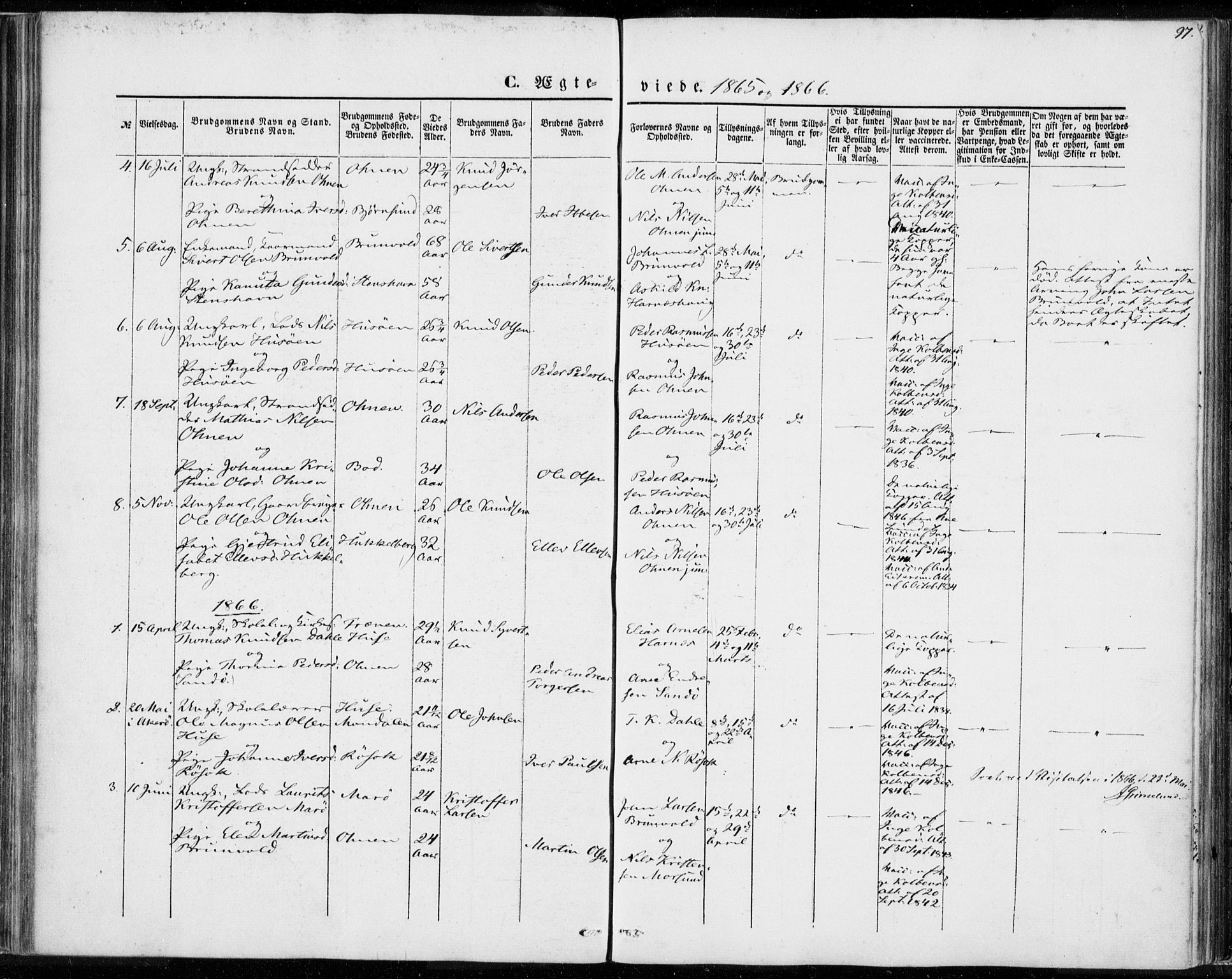 Ministerialprotokoller, klokkerbøker og fødselsregistre - Møre og Romsdal, SAT/A-1454/561/L0728: Ministerialbok nr. 561A02, 1858-1878, s. 97