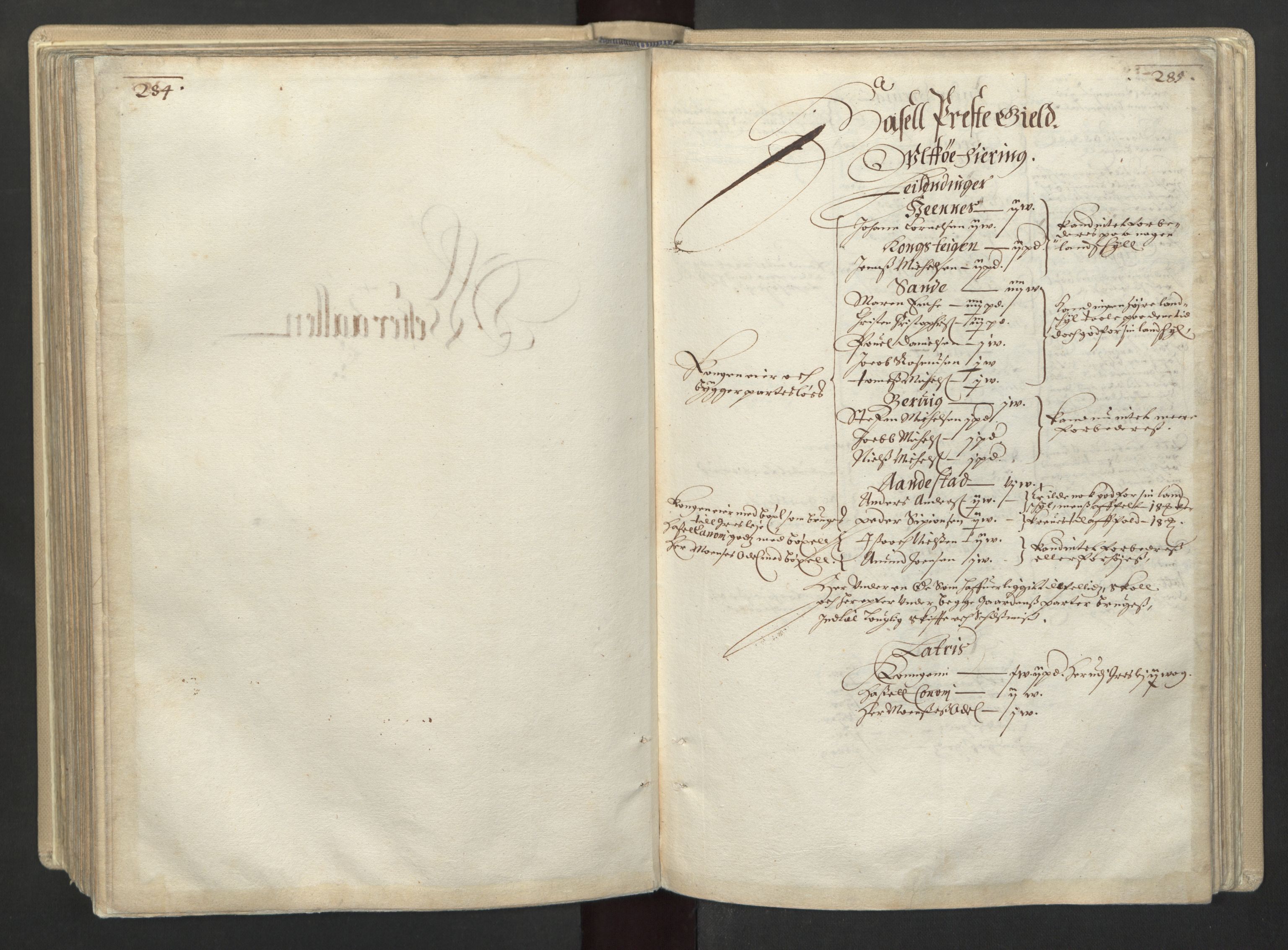 Rentekammeret inntil 1814, Realistisk ordnet avdeling, AV/RA-EA-4070/L/L0030/0001: Nordland lagdømme: / Alminnelig jordebok for Helgeland, Salten, Lofoten, Vesterålen, Andenes og Senja., 1661, s. 284-285