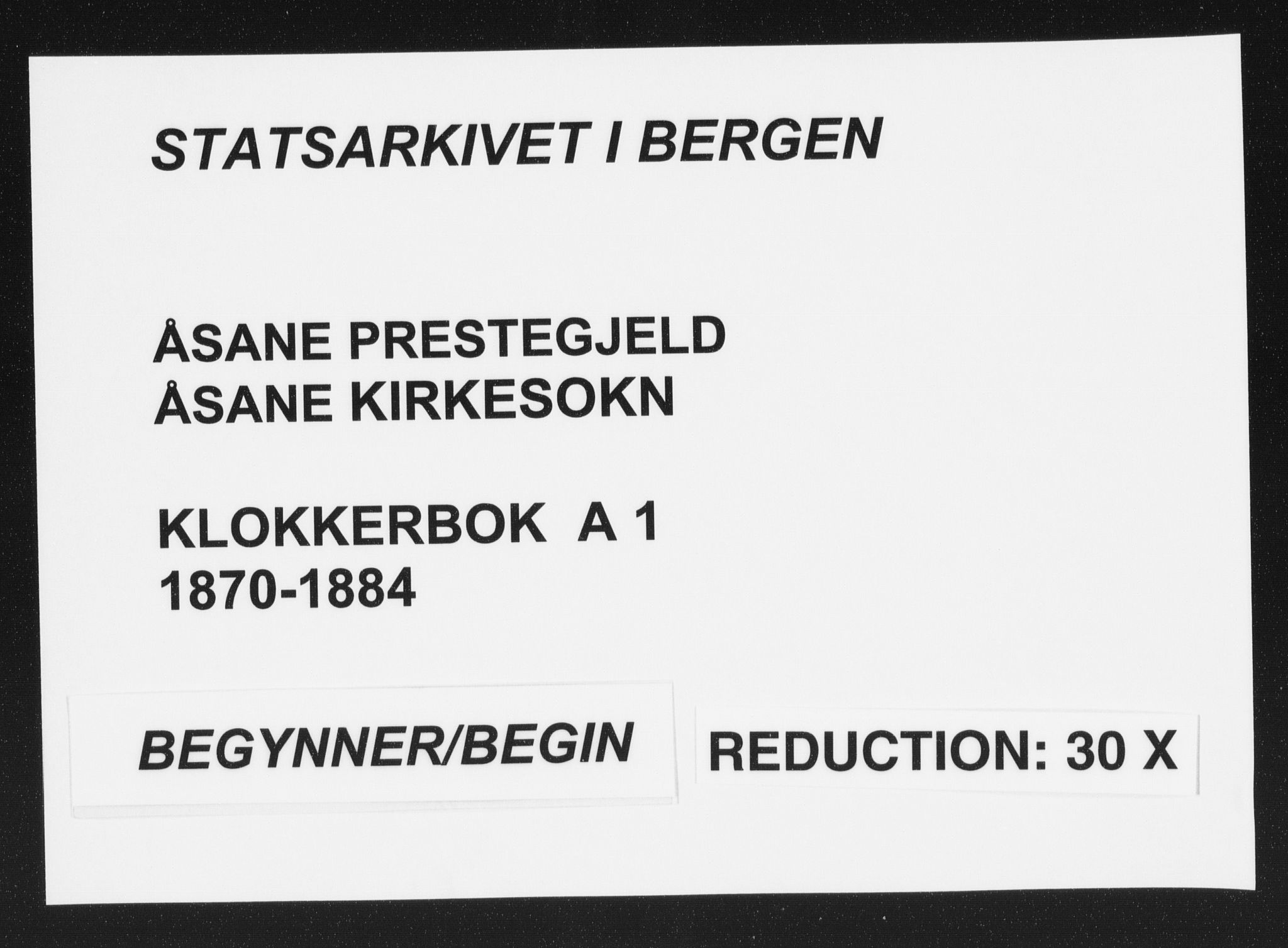 Åsane sokneprestembete, SAB/A-79401/H/Hab: Klokkerbok nr. A 1, 1870-1884