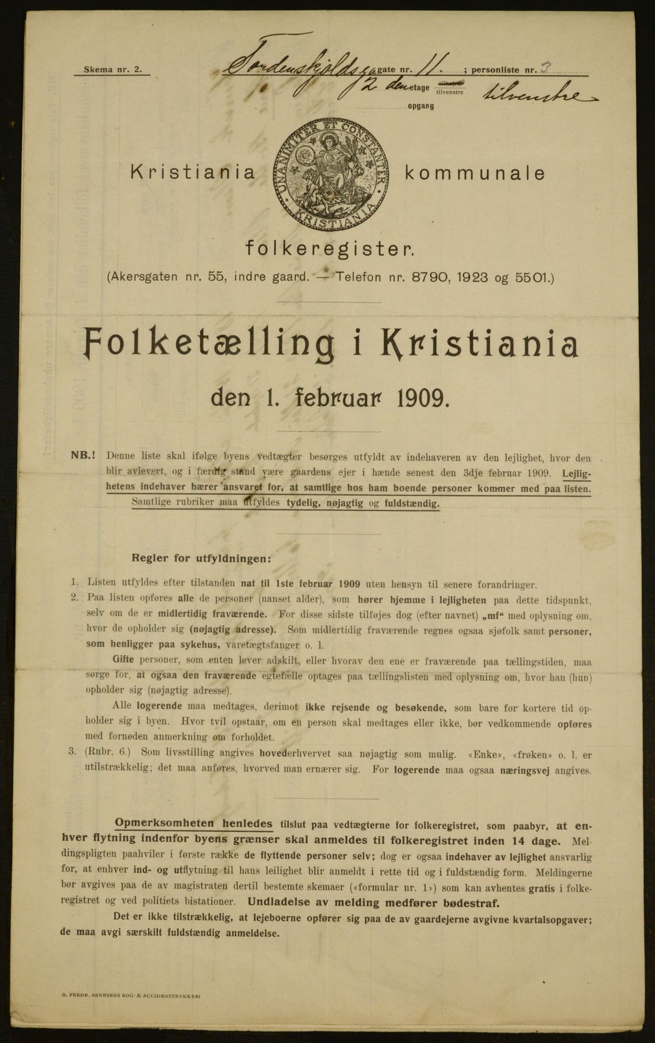 OBA, Kommunal folketelling 1.2.1909 for Kristiania kjøpstad, 1909, s. 103208