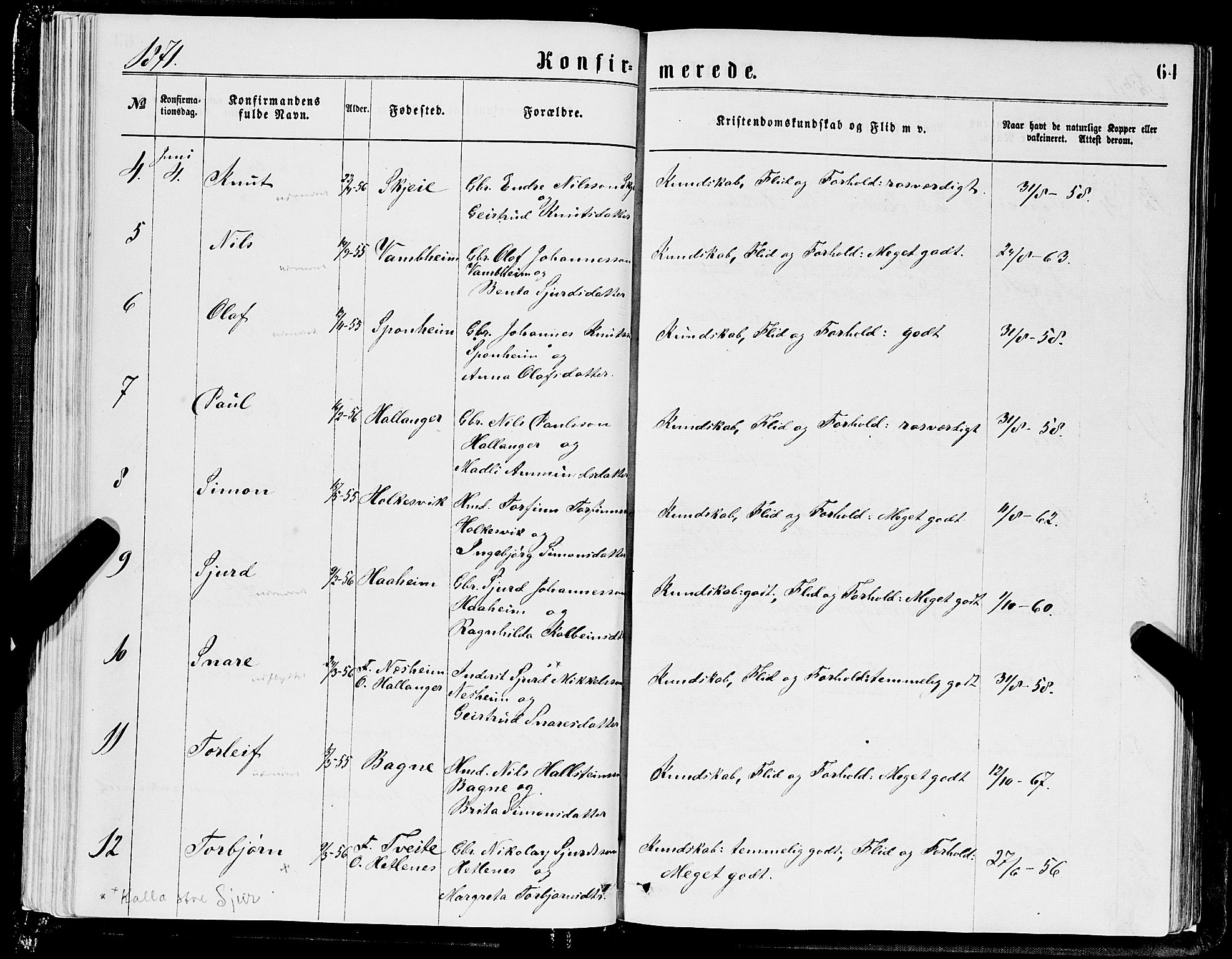 Ulvik sokneprestembete, AV/SAB-A-78801/H/Hab: Klokkerbok nr. A 2, 1869-1882, s. 64