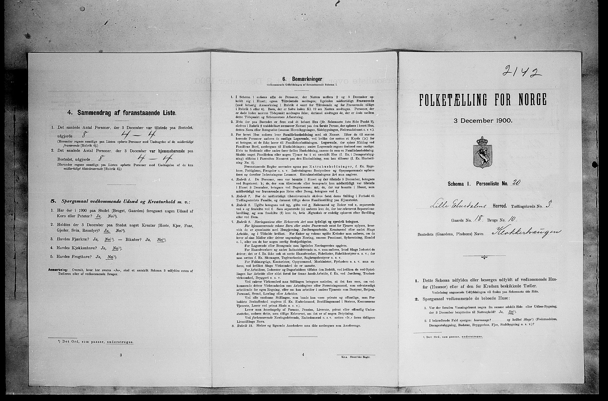SAH, Folketelling 1900 for 0438 Lille Elvedalen herred, 1900, s. 276