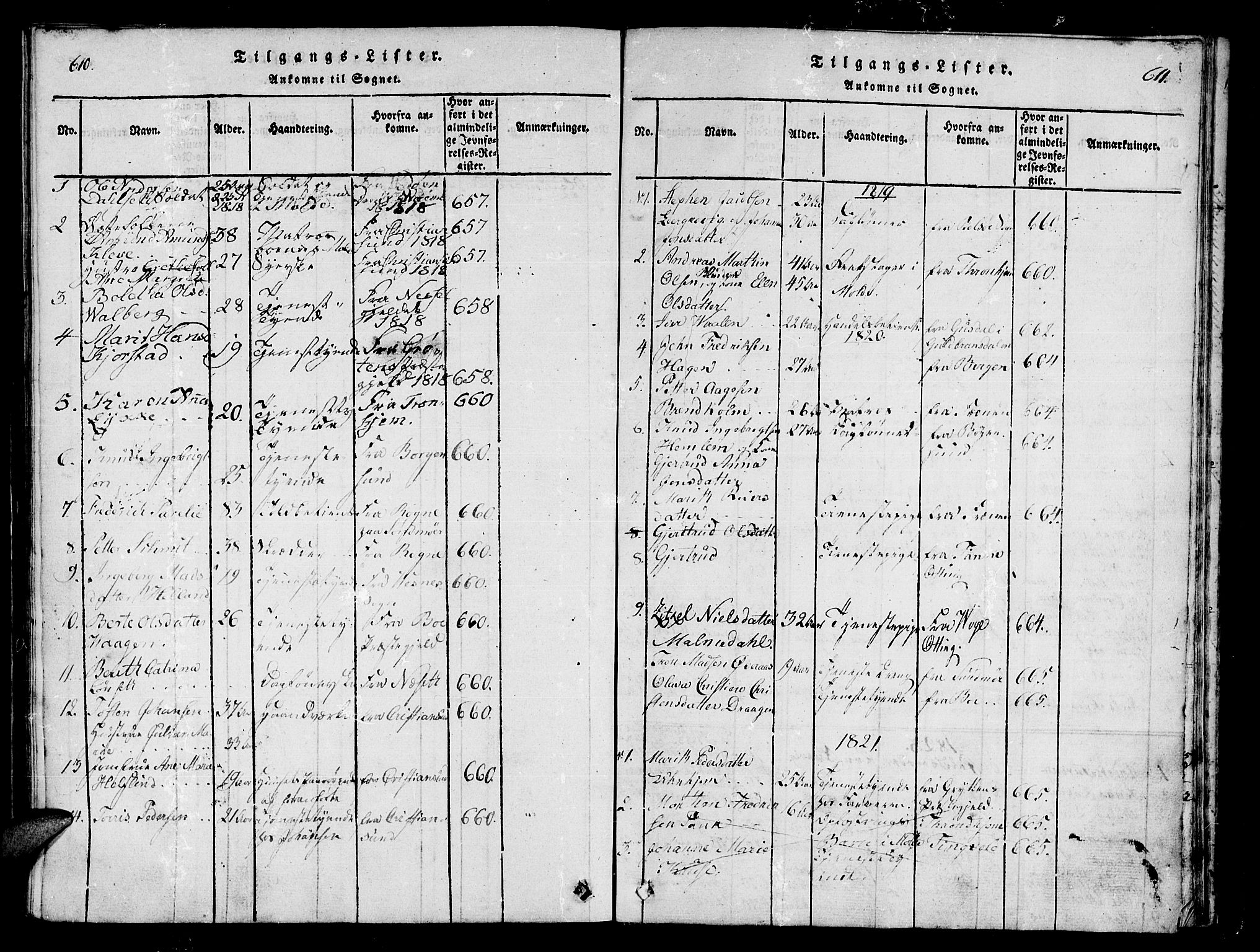 Ministerialprotokoller, klokkerbøker og fødselsregistre - Møre og Romsdal, AV/SAT-A-1454/558/L0700: Klokkerbok nr. 558C01, 1818-1868, s. 610-611