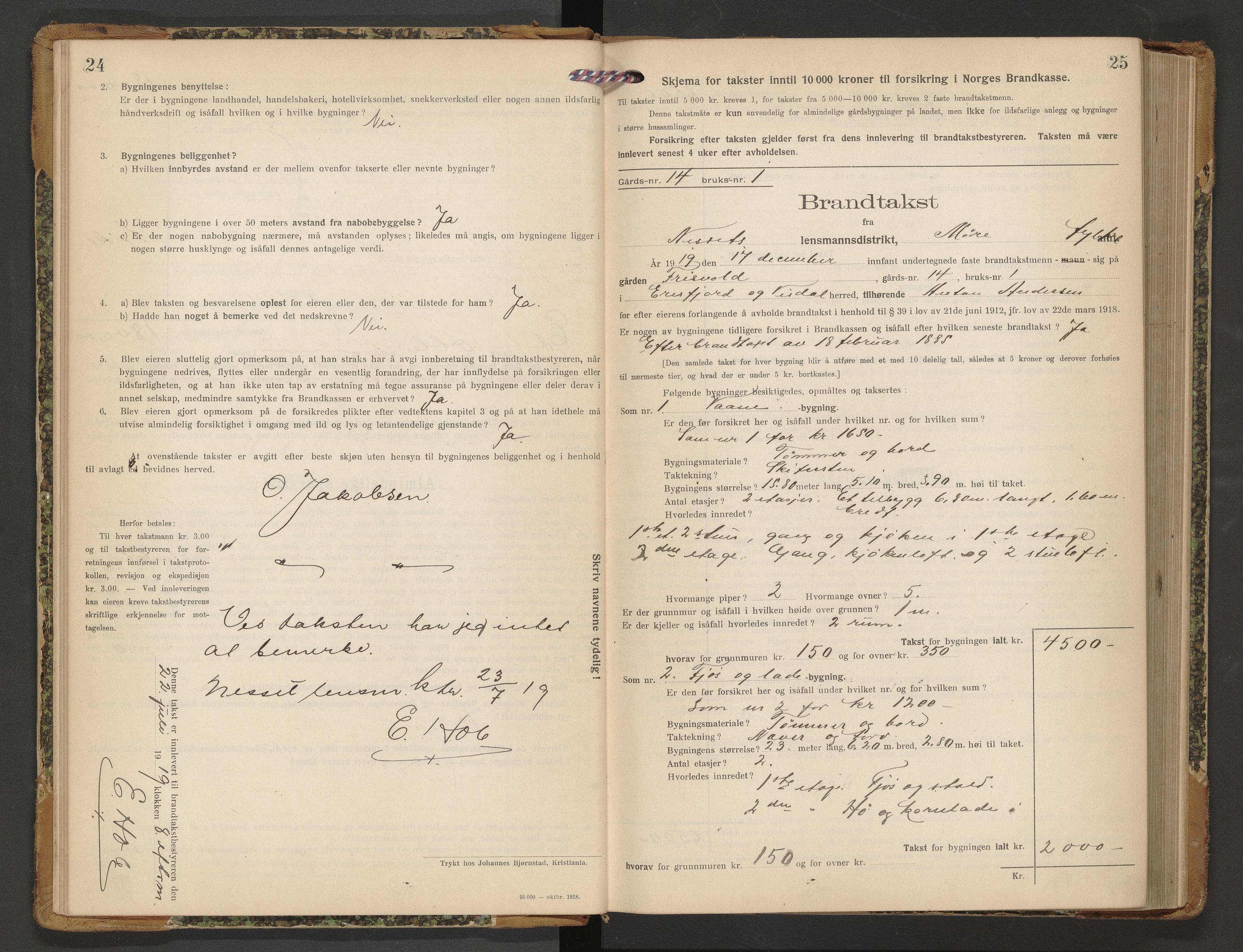 Norges Brannkasse Nesset, AV/SAT-A-5501/F/Fb/L0003: Branntakstprotokoll, 1919-1932, s. 24-25