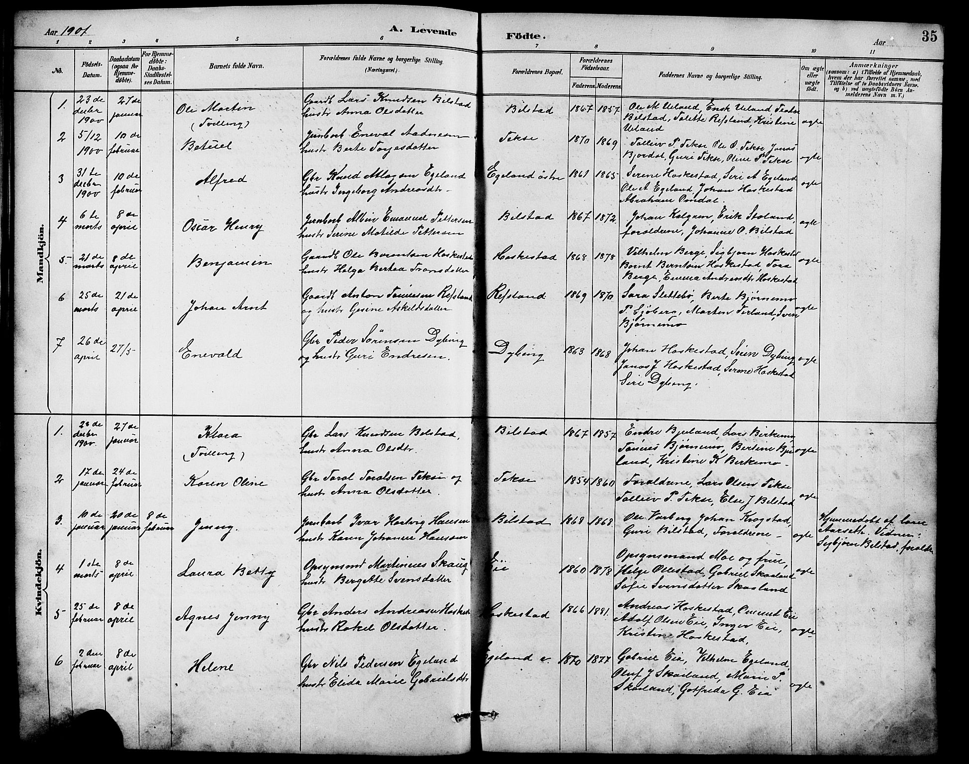 Lund sokneprestkontor, AV/SAST-A-101809/S07/L0007: Klokkerbok nr. B 7, 1890-1925, s. 35