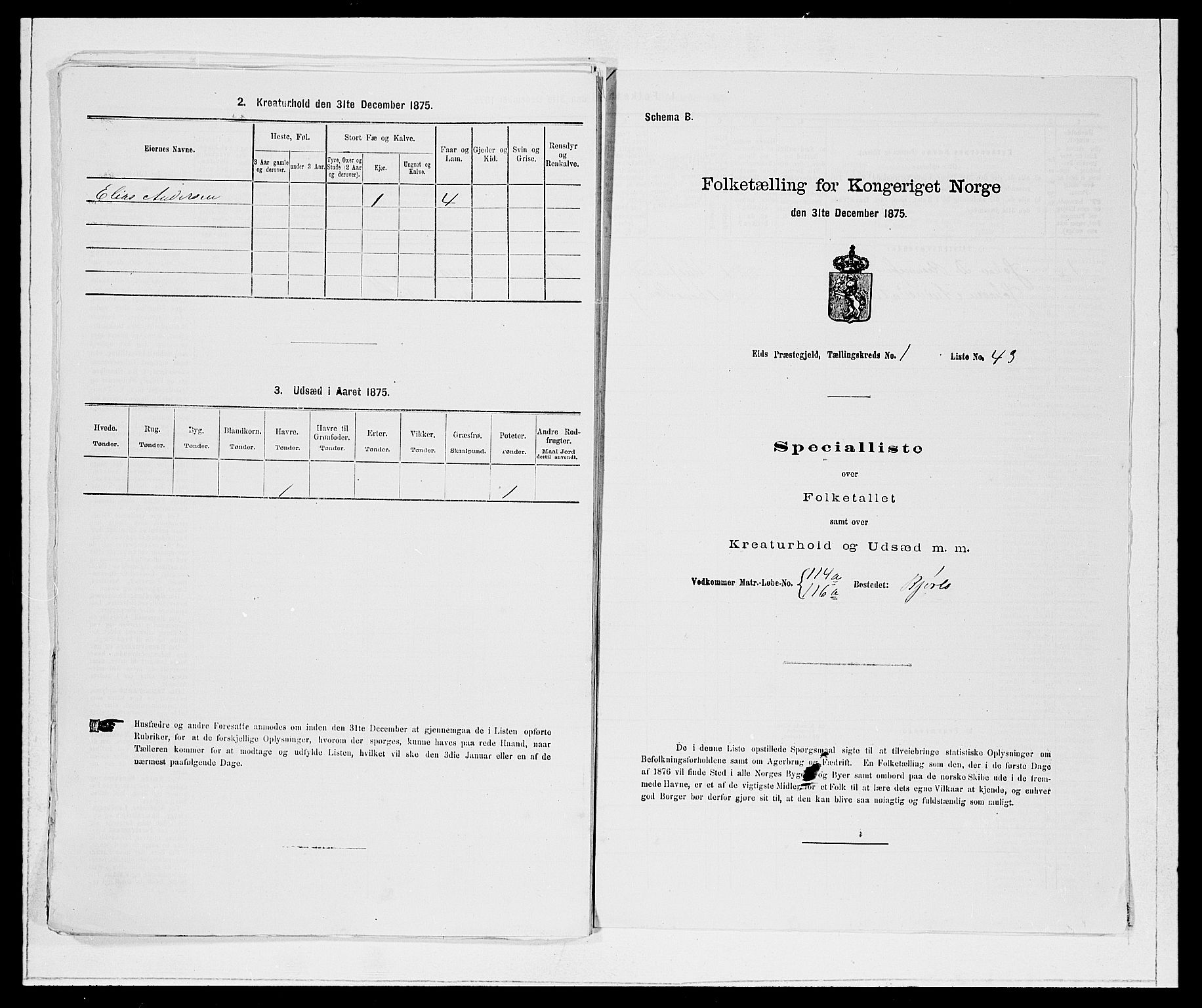 SAB, Folketelling 1875 for 1443P Eid prestegjeld, 1875, s. 110