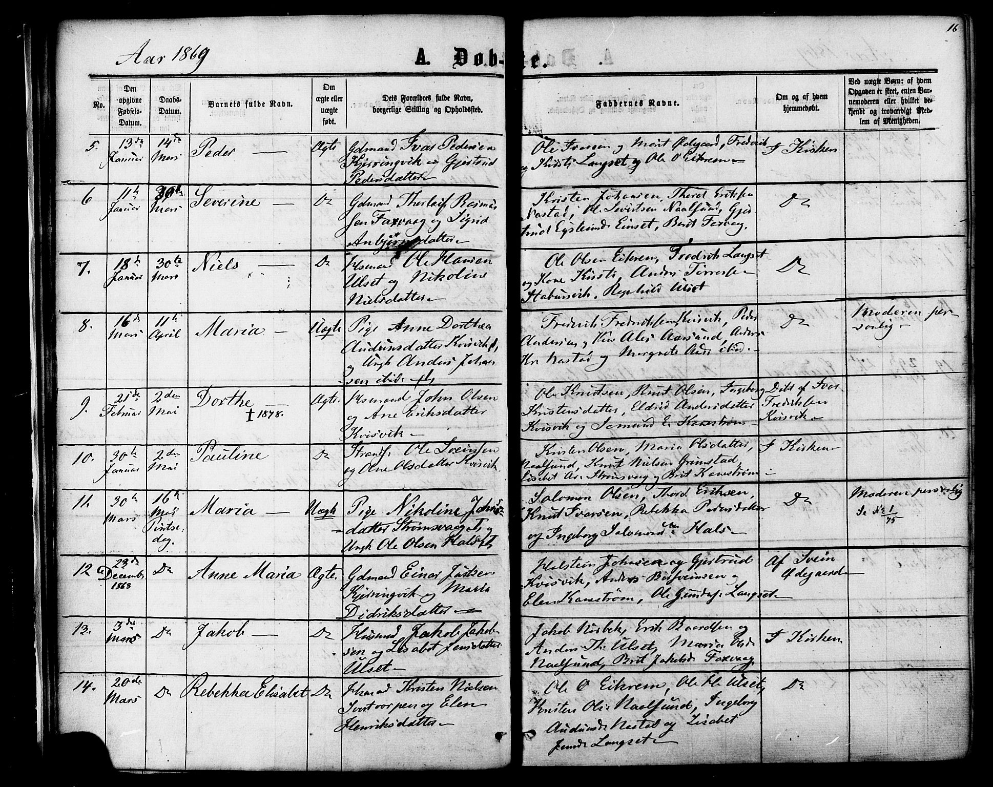 Ministerialprotokoller, klokkerbøker og fødselsregistre - Møre og Romsdal, AV/SAT-A-1454/587/L0999: Ministerialbok nr. 587A01, 1864-1886, s. 16