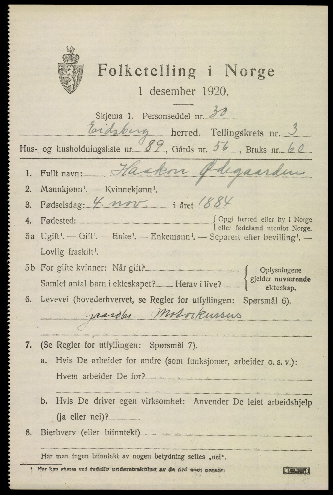 SAO, Folketelling 1920 for 0125 Eidsberg herred, 1920, s. 5049