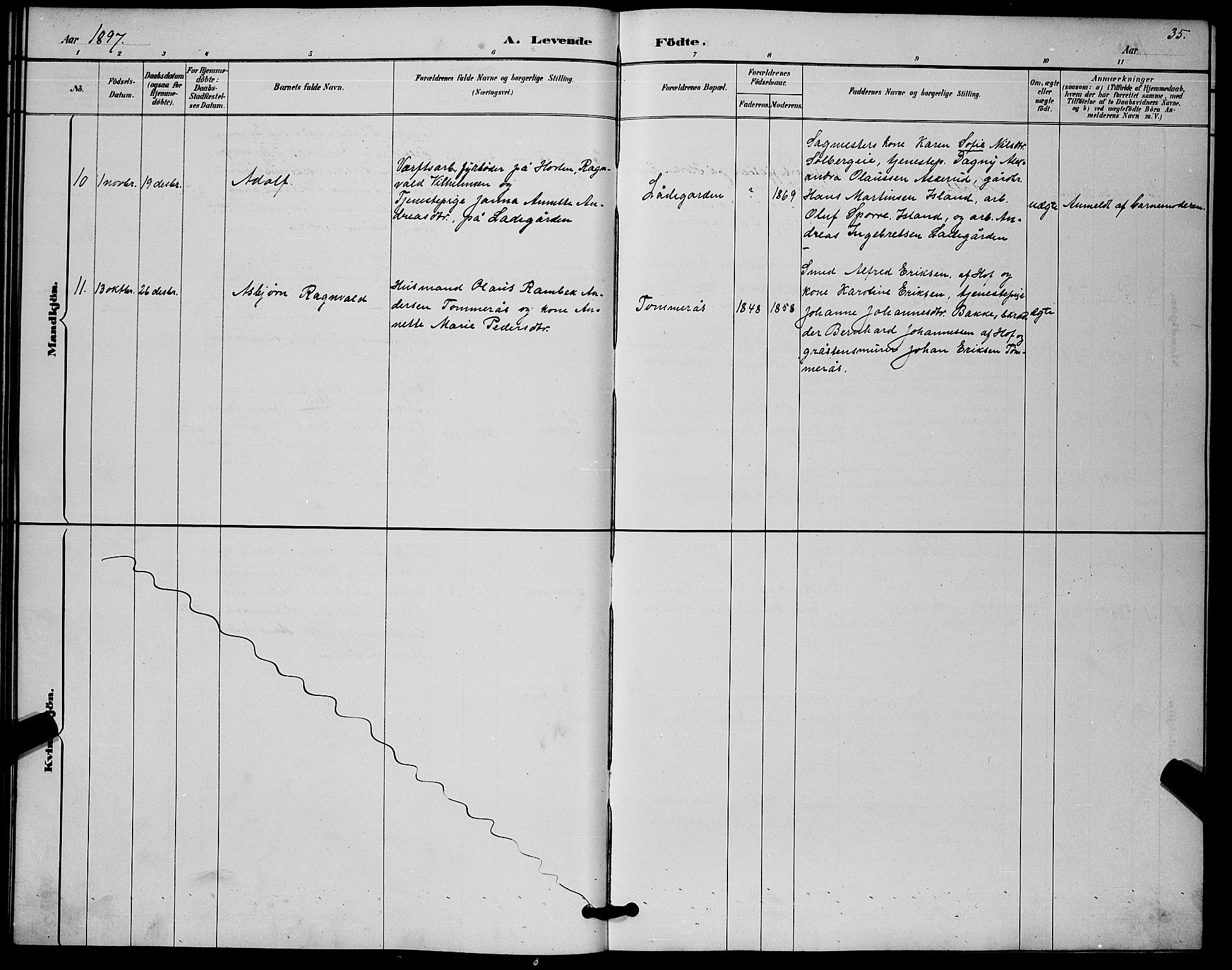 Botne kirkebøker, AV/SAKO-A-340/G/Gb/L0003: Klokkerbok nr. II 3, 1887-1899, s. 35