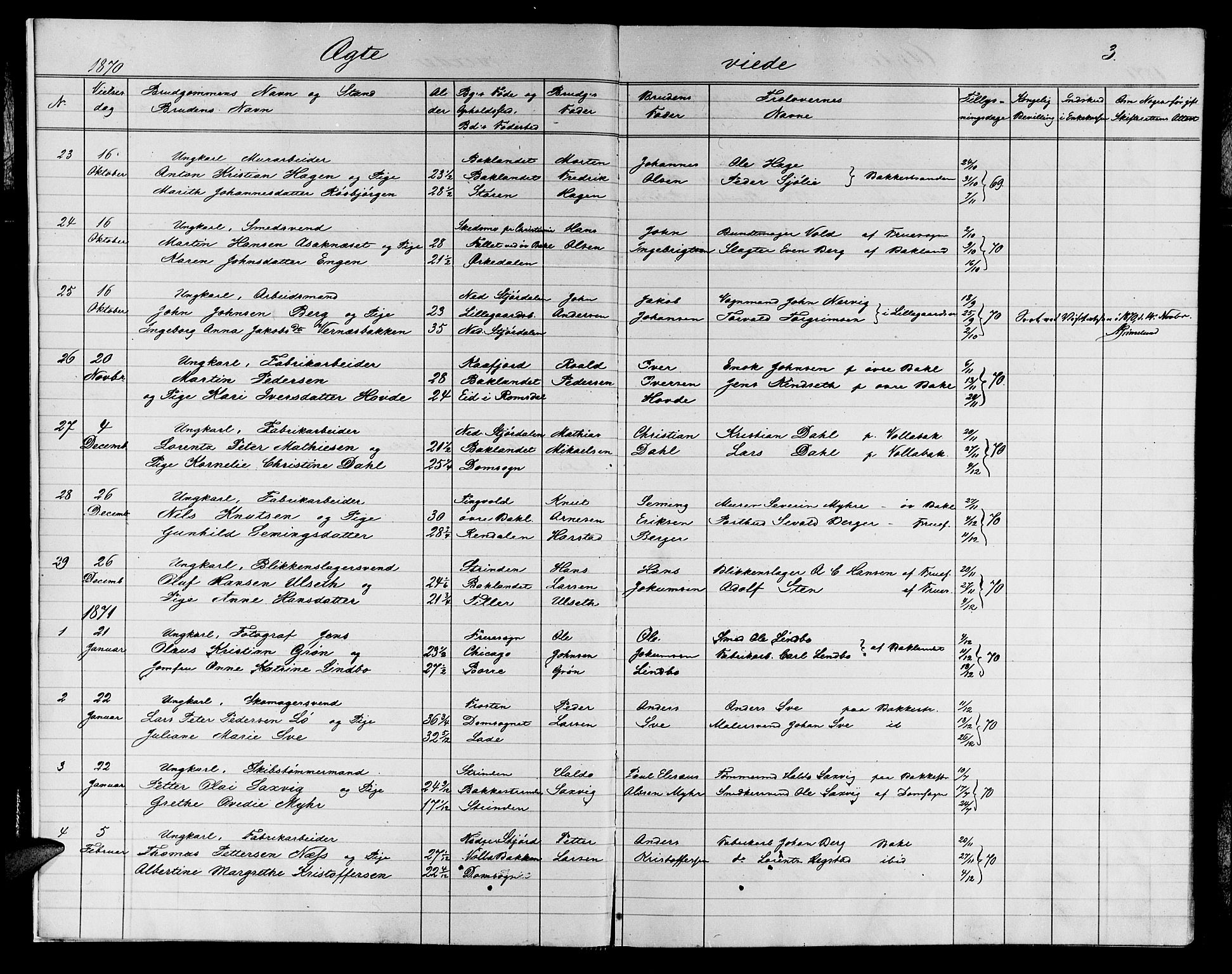 Ministerialprotokoller, klokkerbøker og fødselsregistre - Sør-Trøndelag, AV/SAT-A-1456/604/L0221: Klokkerbok nr. 604C04, 1870-1885, s. 3