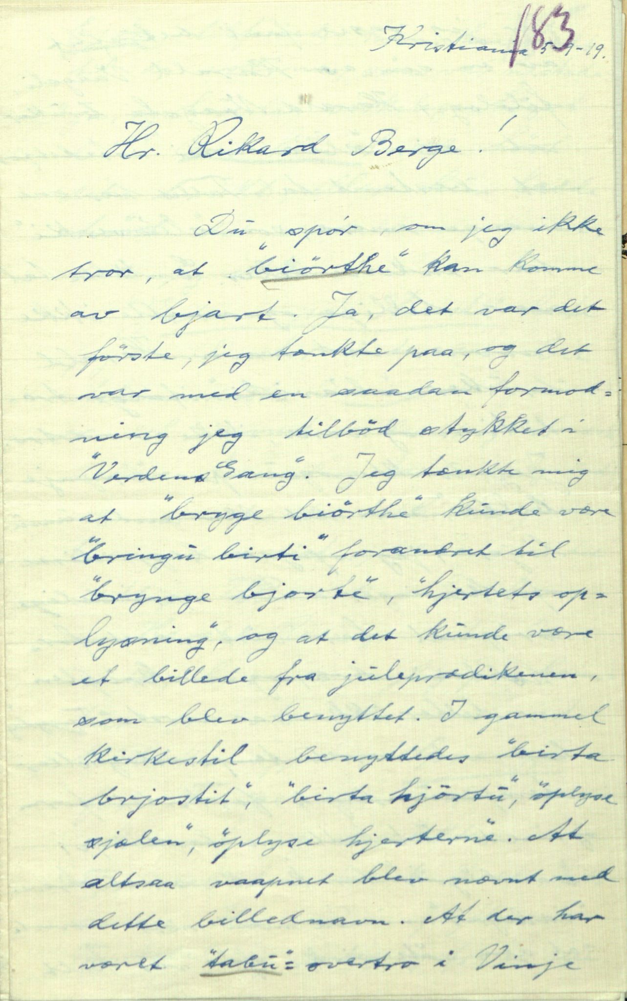 Rikard Berge, TEMU/TGM-A-1003/F/L0009/0003: 341-356 / 343 Mest brev, litt tradisjon, 1902-1925, s. 183