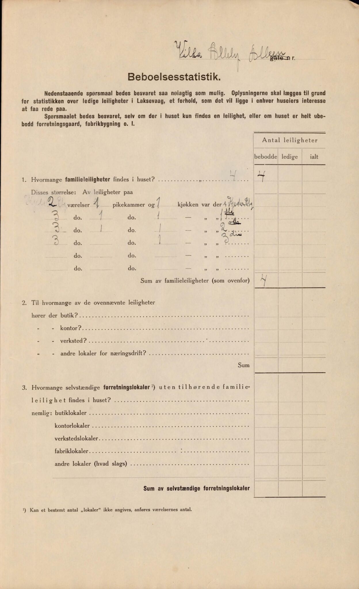 Laksevåg kommune. Folkeregisteret, BBA/A-1586/E/Ea/L0006: Folketellingskjema 1922, 1922