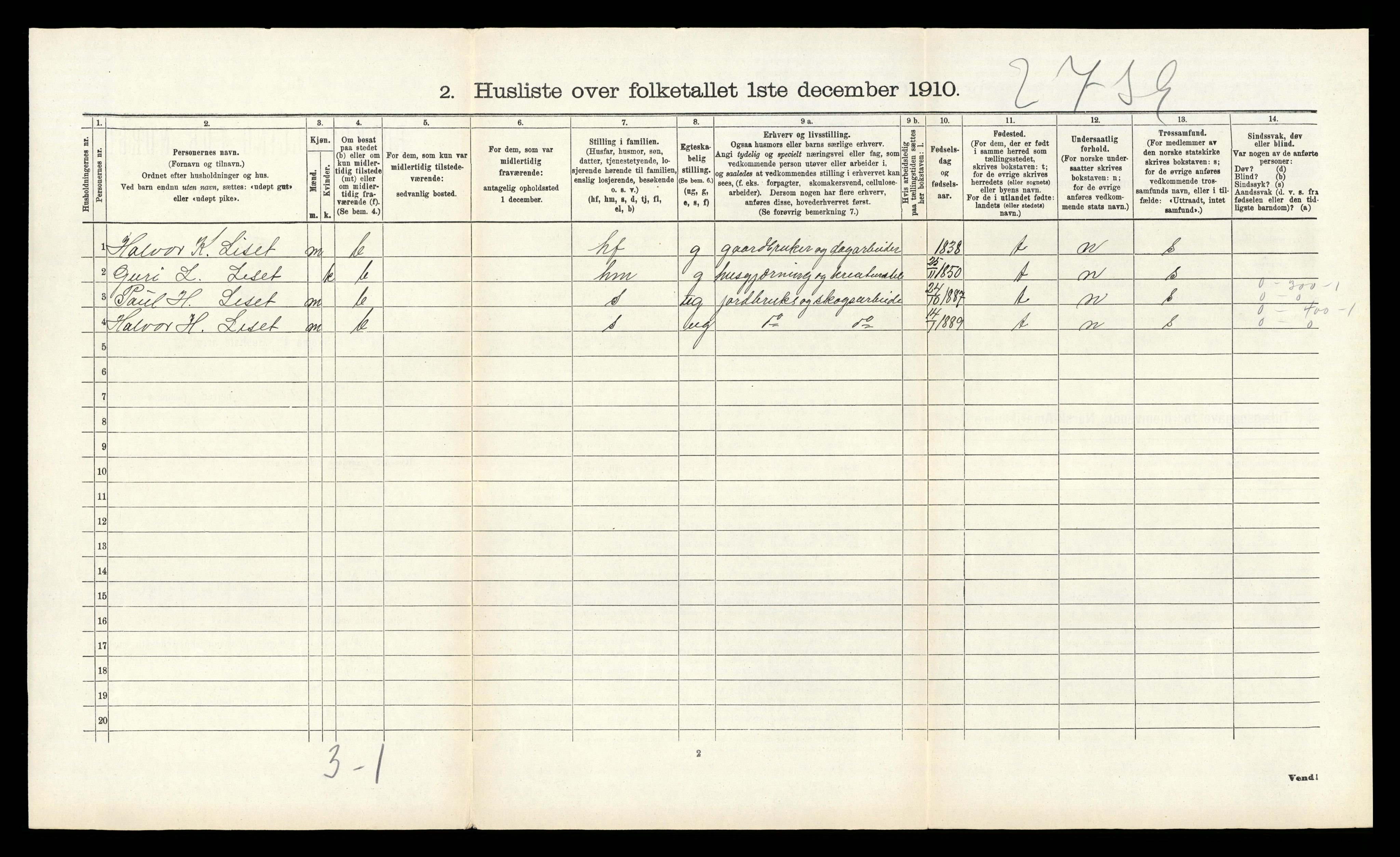 RA, Folketelling 1910 for 0633 Nore herred, 1910, s. 224