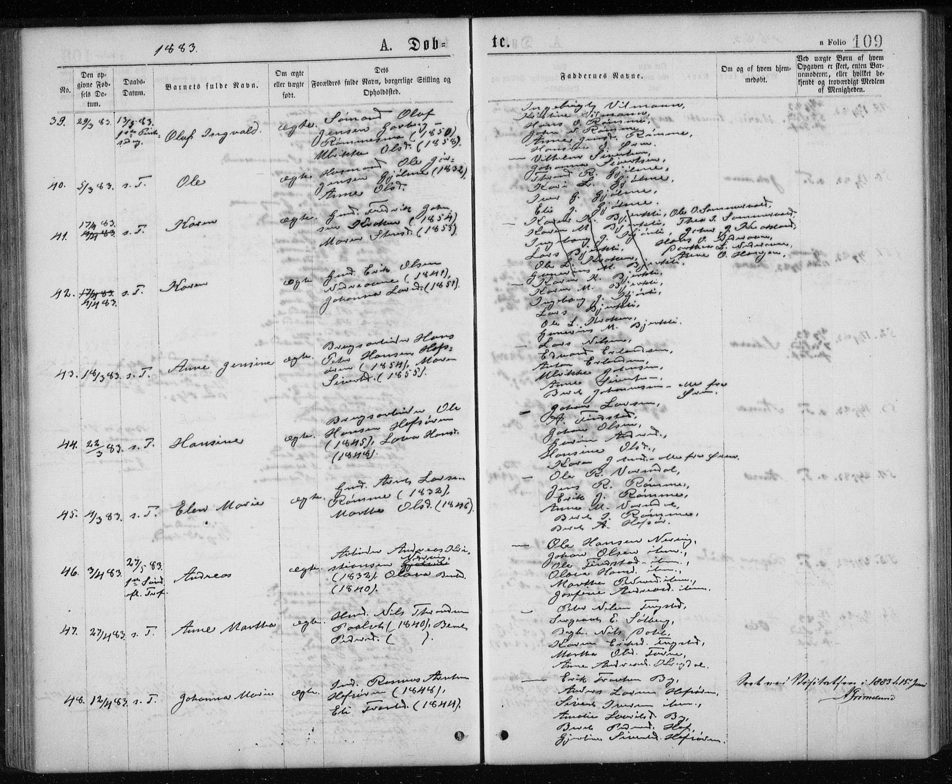 Ministerialprotokoller, klokkerbøker og fødselsregistre - Sør-Trøndelag, AV/SAT-A-1456/668/L0817: Klokkerbok nr. 668C06, 1873-1884, s. 109