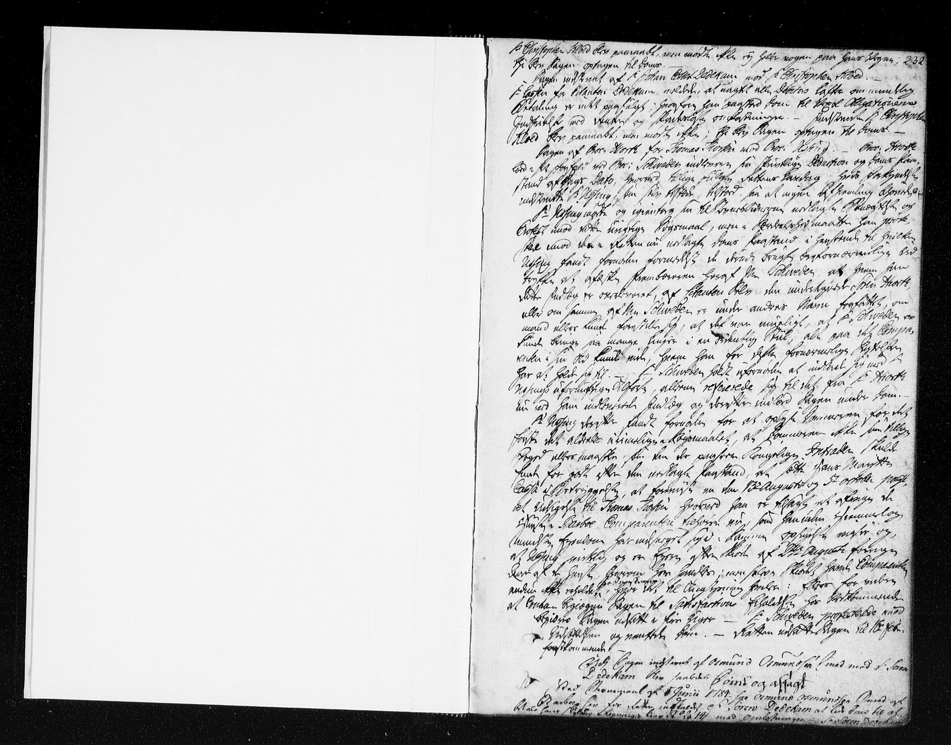 Arendal byfogd, SAK/1222-0001/F/Fa/L0016B: Justisprotokoll for Arendal og Risør, folio 232-472, 1785-1786, s. 231b-232a
