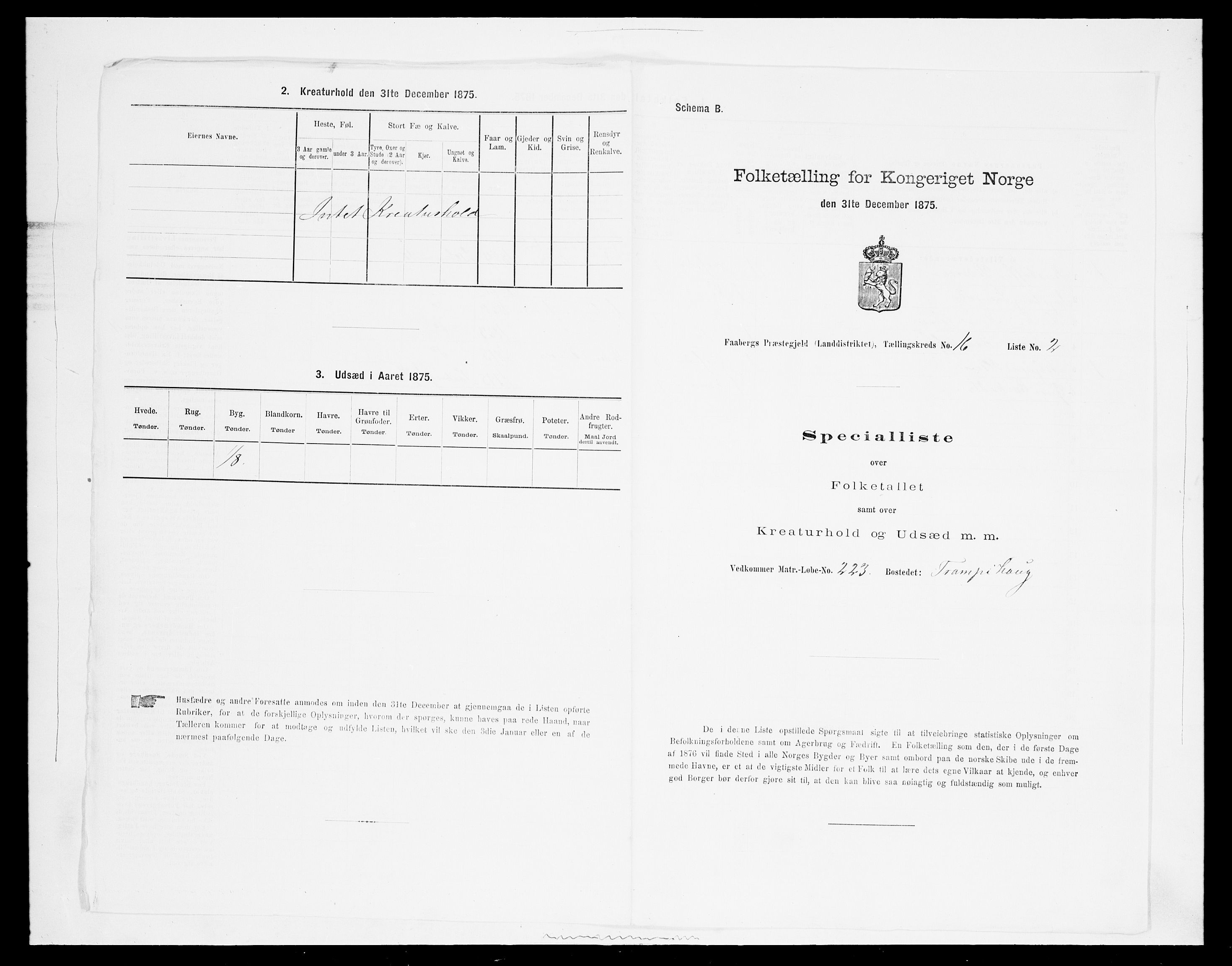 SAH, Folketelling 1875 for 0524L Fåberg prestegjeld, Fåberg sokn og Lillehammer landsokn, 1875, s. 1918