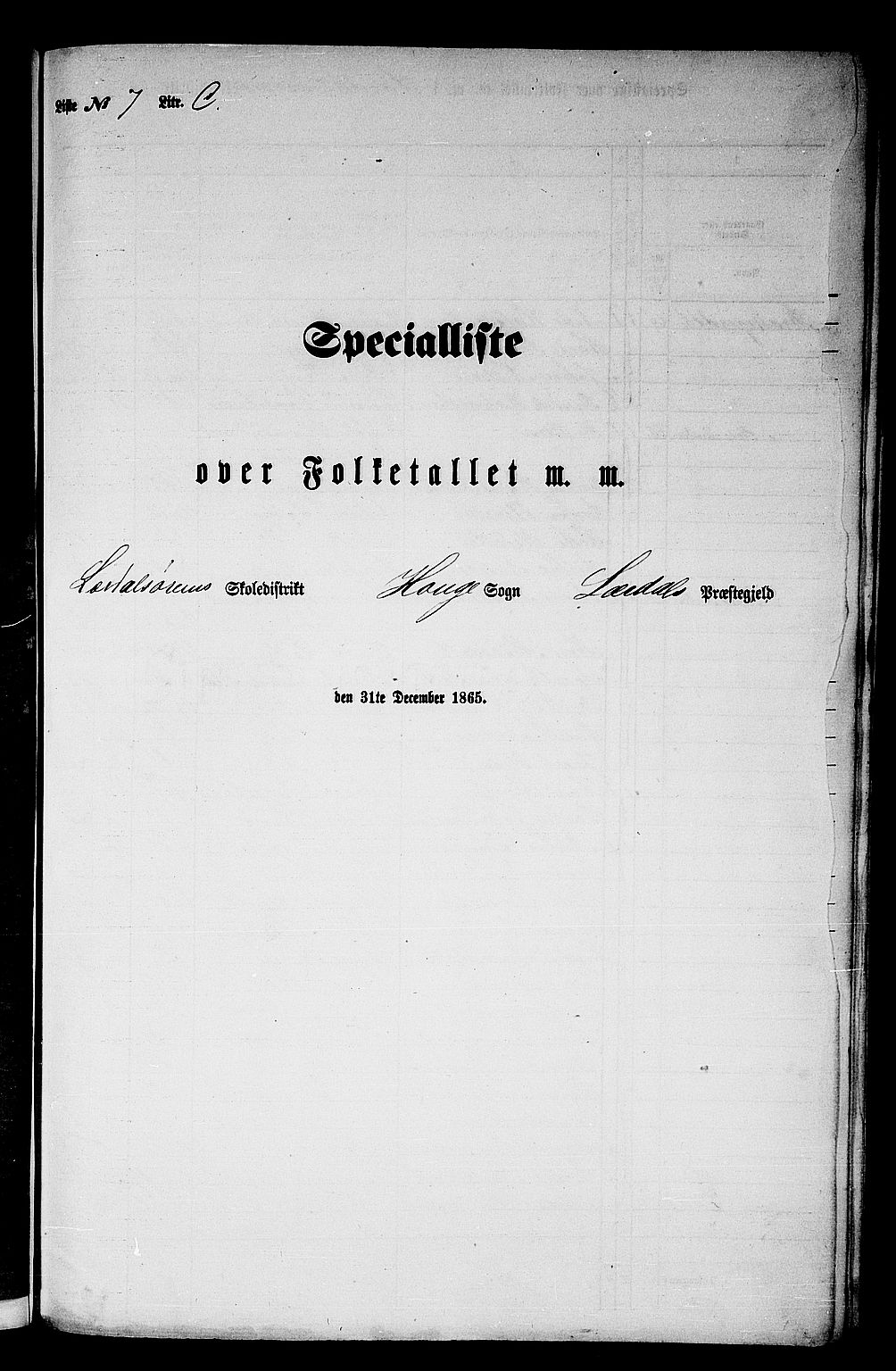 RA, Folketelling 1865 for 1422P Lærdal prestegjeld, 1865, s. 159