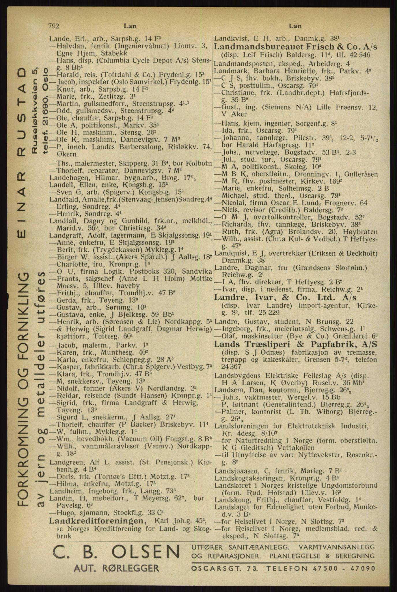 Kristiania/Oslo adressebok, PUBL/-, 1933, s. 792