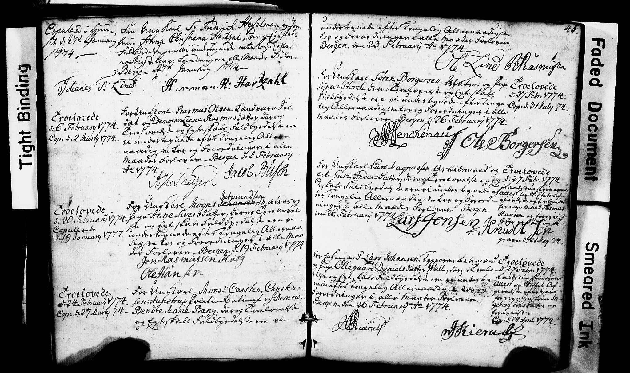 Domkirken sokneprestembete, SAB/A-74801: Forlovererklæringer nr. II.5.1, 1767-1792, s. 45