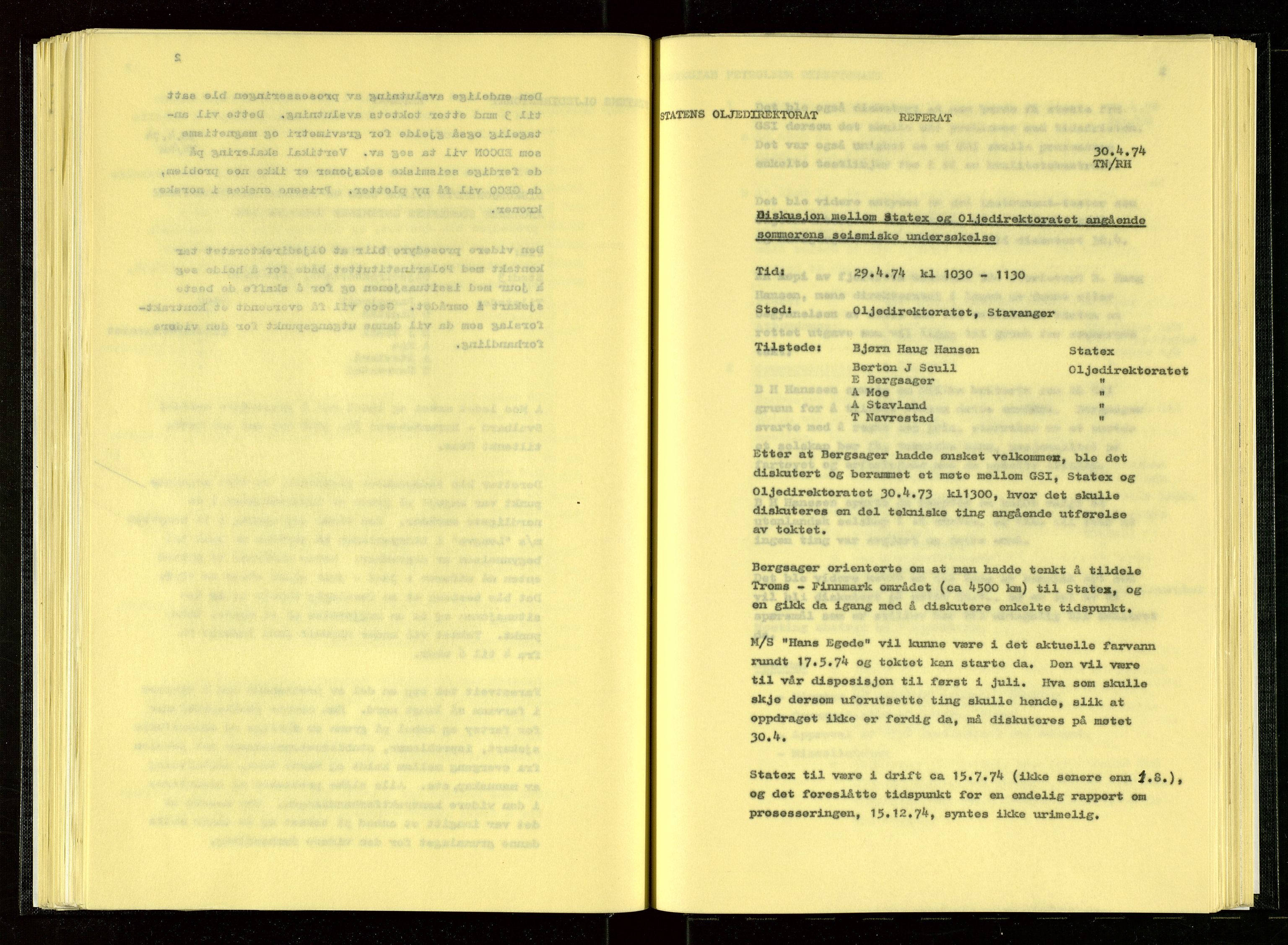 Oljedirektoratet, AV/SAST-A-101366/Aa/L0002: Referatprotokoller, 1974