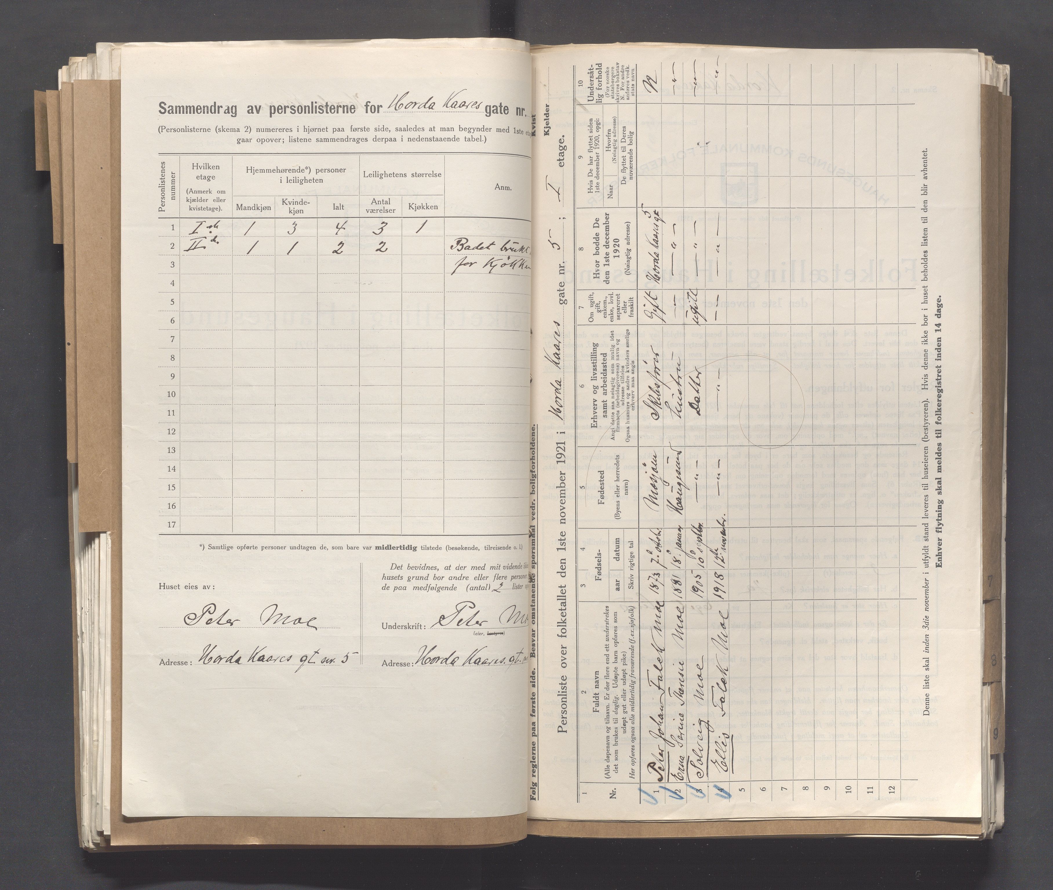 IKAR, Kommunal folketelling 1.11.1921 for Haugesund, 1921, s. 2354