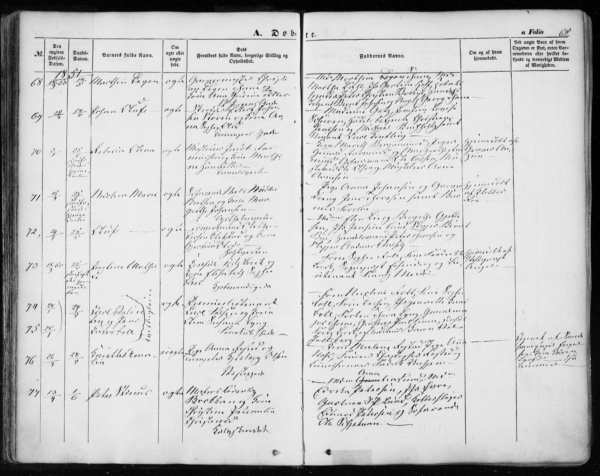 Ministerialprotokoller, klokkerbøker og fødselsregistre - Sør-Trøndelag, SAT/A-1456/601/L0051: Ministerialbok nr. 601A19, 1848-1857, s. 62