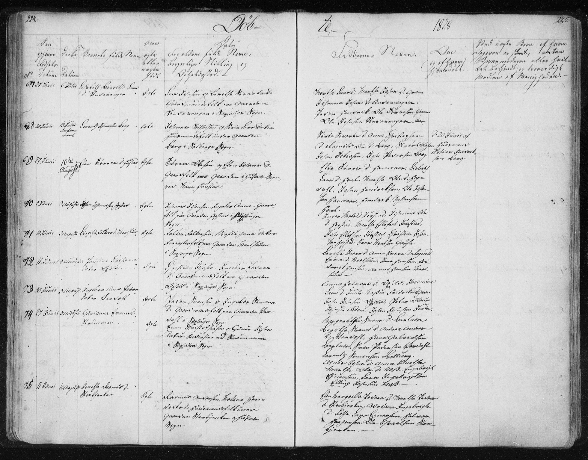 Ministerialprotokoller, klokkerbøker og fødselsregistre - Nord-Trøndelag, SAT/A-1458/730/L0276: Ministerialbok nr. 730A05, 1822-1830, s. 224-225
