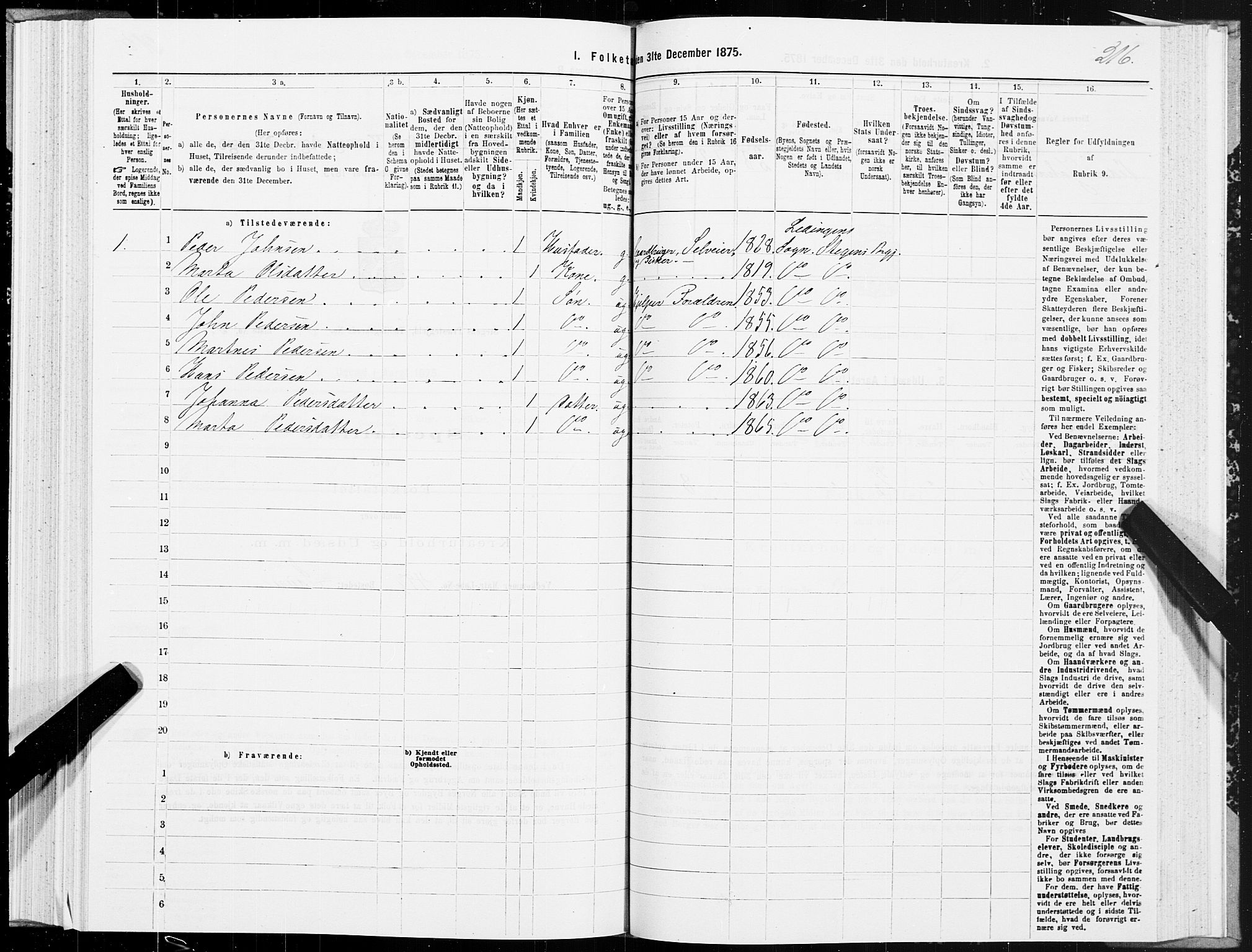 SAT, Folketelling 1875 for 1848P Steigen prestegjeld, 1875, s. 1216