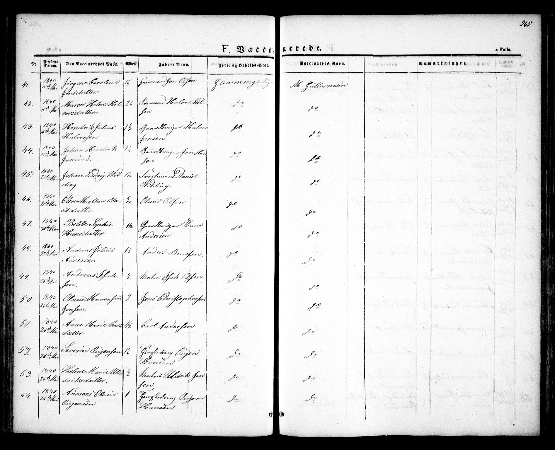 Glemmen prestekontor Kirkebøker, AV/SAO-A-10908/F/Fa/L0005: Ministerialbok nr. 5, 1838-1852, s. 265