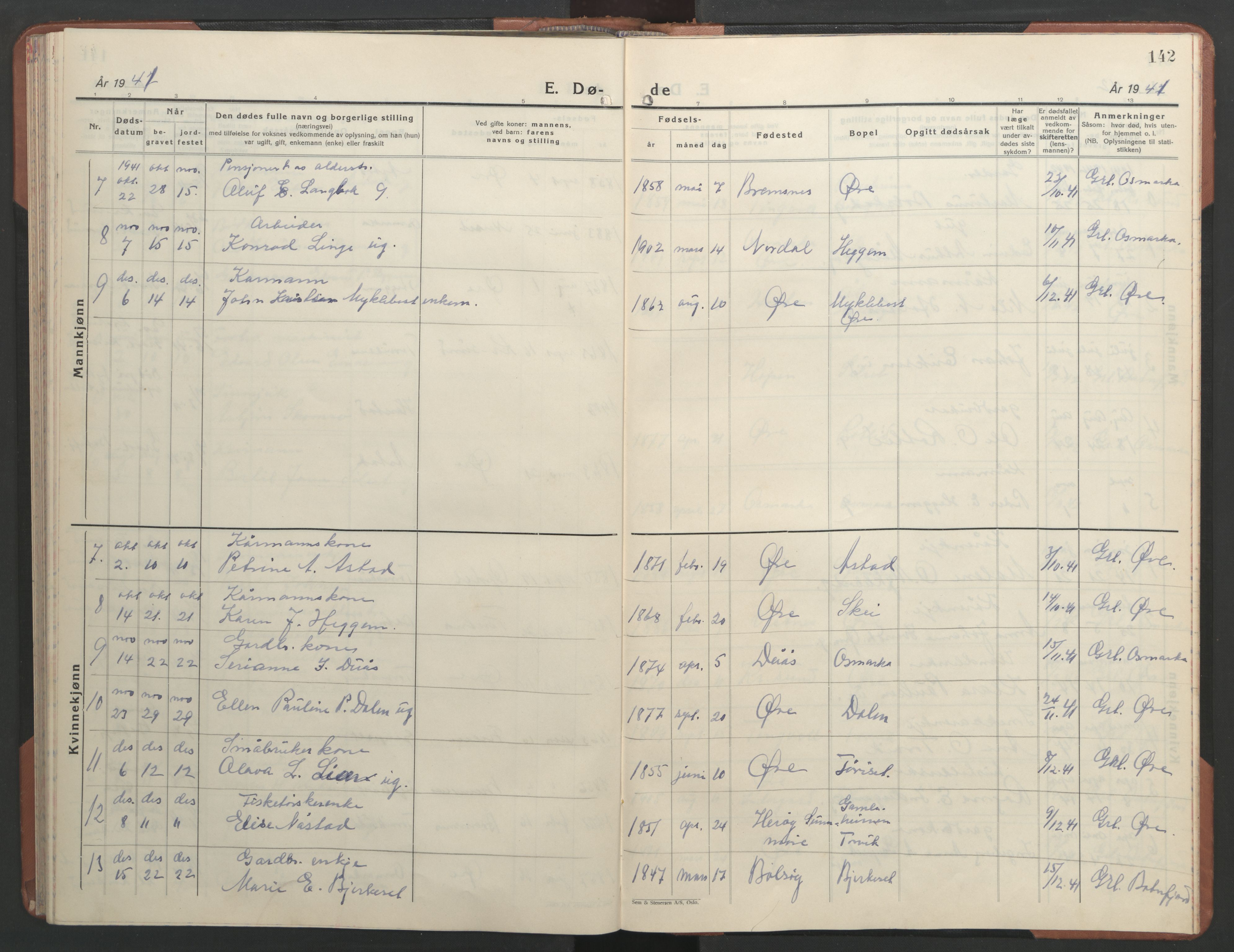 Ministerialprotokoller, klokkerbøker og fødselsregistre - Møre og Romsdal, AV/SAT-A-1454/584/L0971: Klokkerbok nr. 584C04, 1933-1946, s. 142