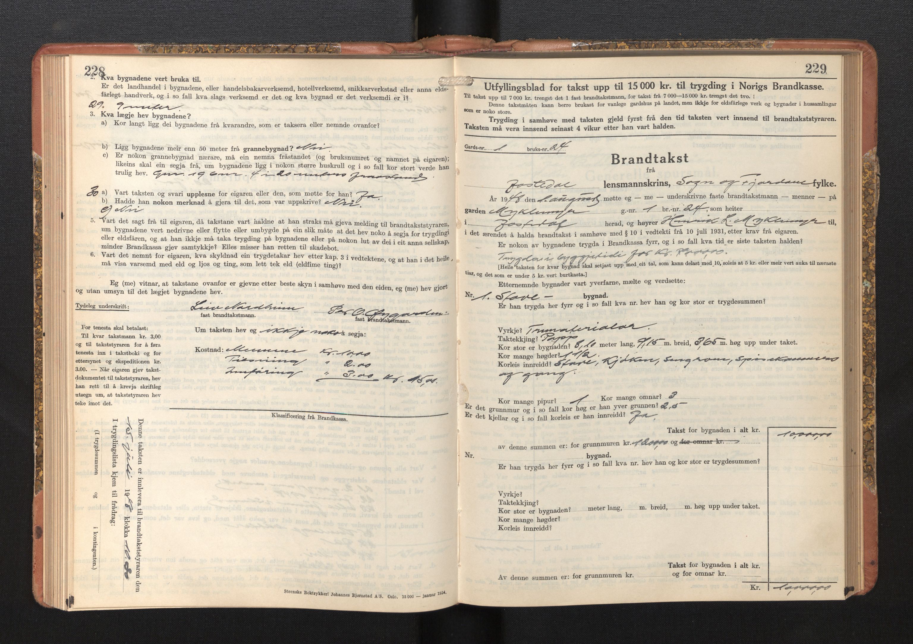Lensmannen i Jostedal, AV/SAB-A-28601/0012/L0006: Branntakstprotokoll, skjematakst, 1936-1948, s. 228-229