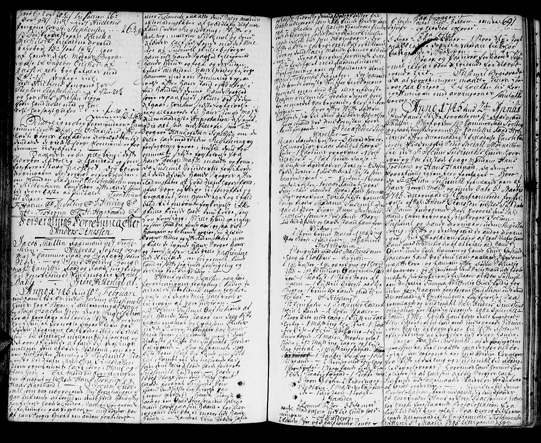 Trondheim byfogd, AV/SAT-A-0003/1/3/3A/L0015: Skifteprotokoll - gml.nr.13b. (m/ register), 1739-1747, s. 690b-691a