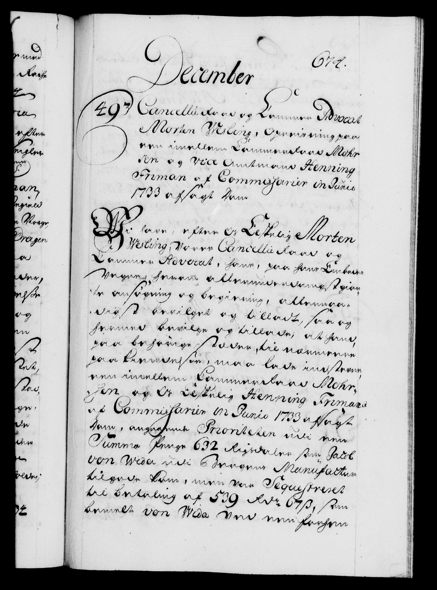 Danske Kanselli 1572-1799, RA/EA-3023/F/Fc/Fca/Fcaa/L0028: Norske registre, 1733-1734, s. 674a