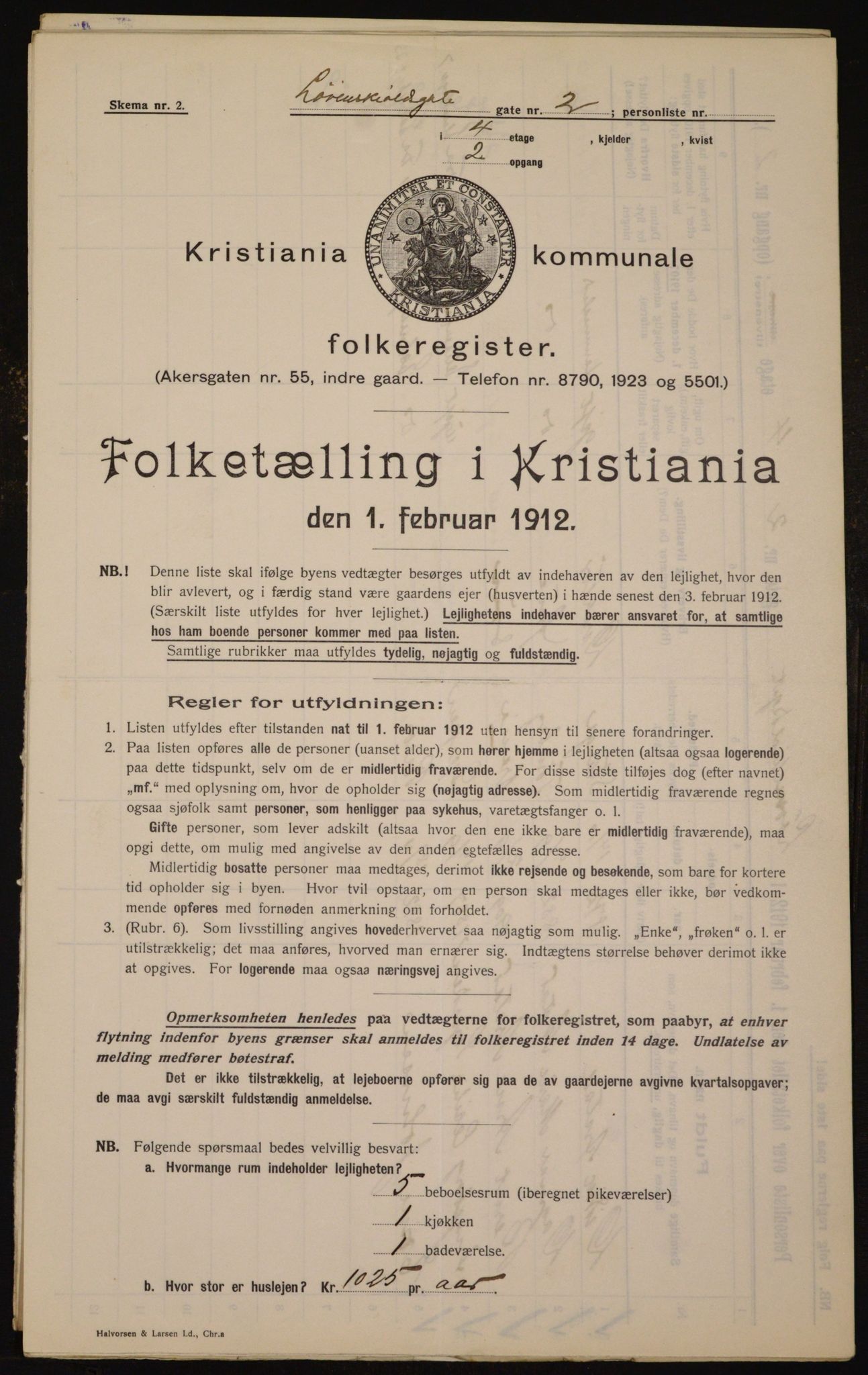 OBA, Kommunal folketelling 1.2.1912 for Kristiania, 1912, s. 59161