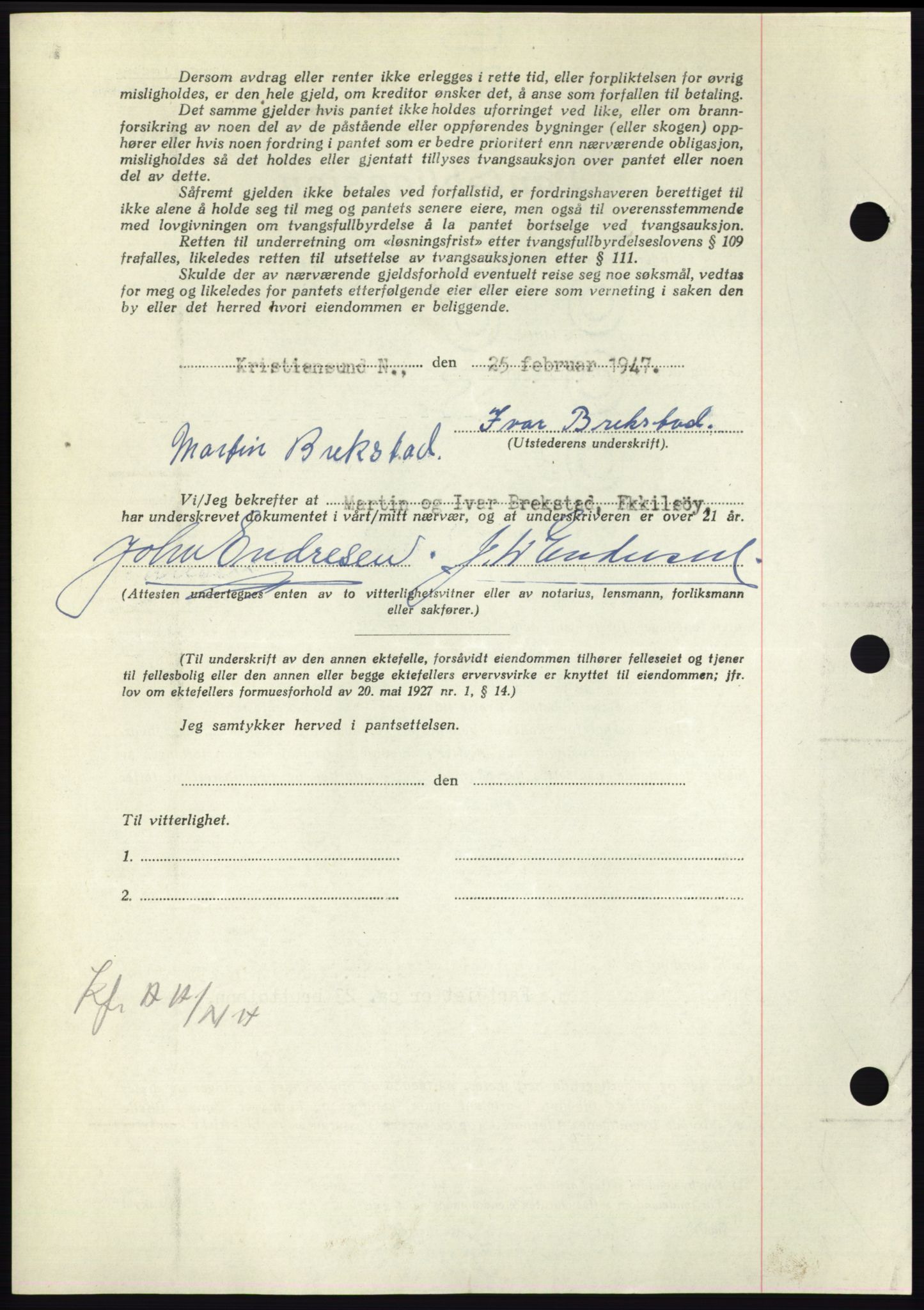 Nordmøre sorenskriveri, AV/SAT-A-4132/1/2/2Ca: Pantebok nr. B95, 1946-1947, Dagboknr: 480/1947