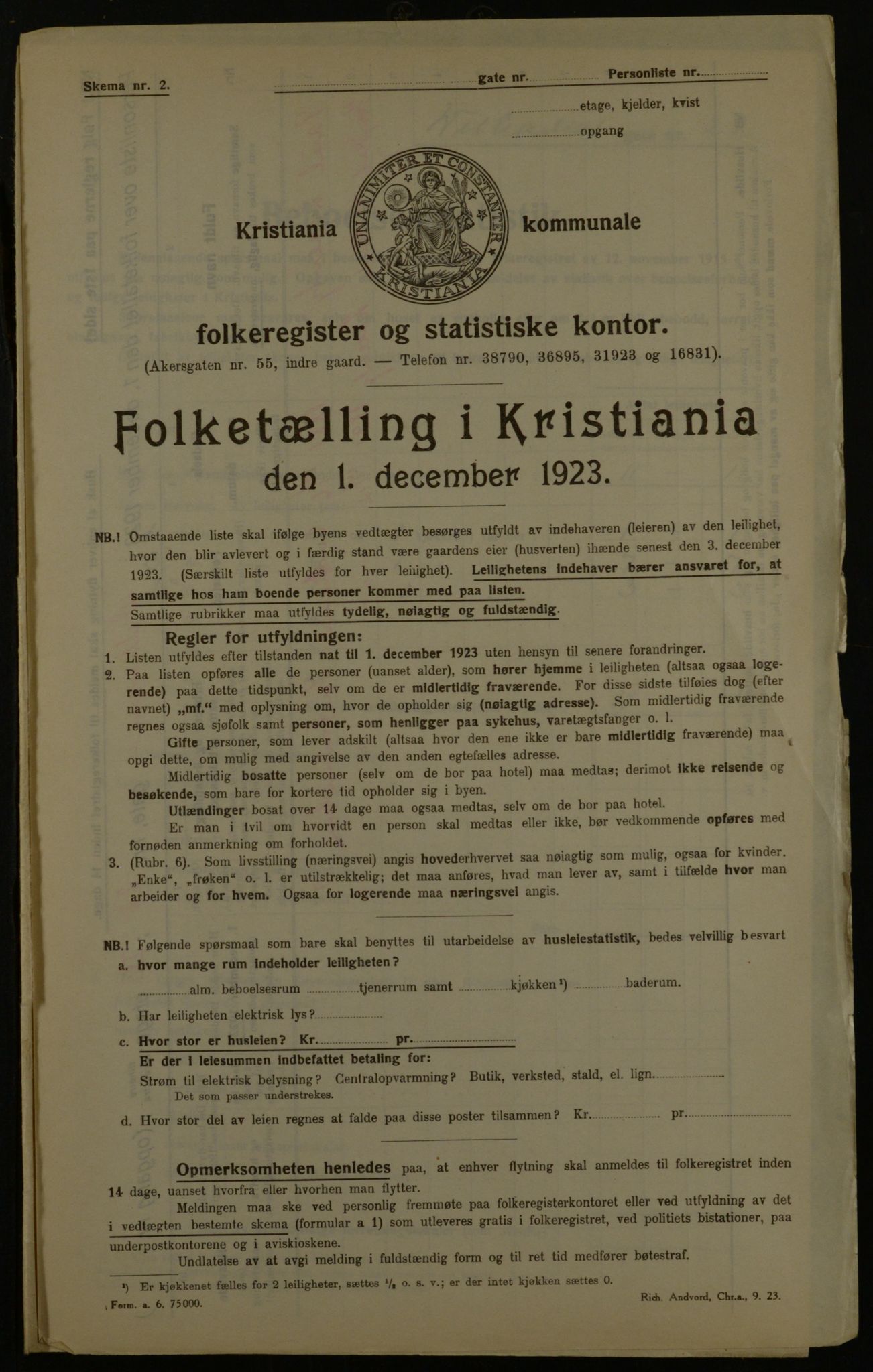 OBA, Kommunal folketelling 1.12.1923 for Kristiania, 1923, s. 140993