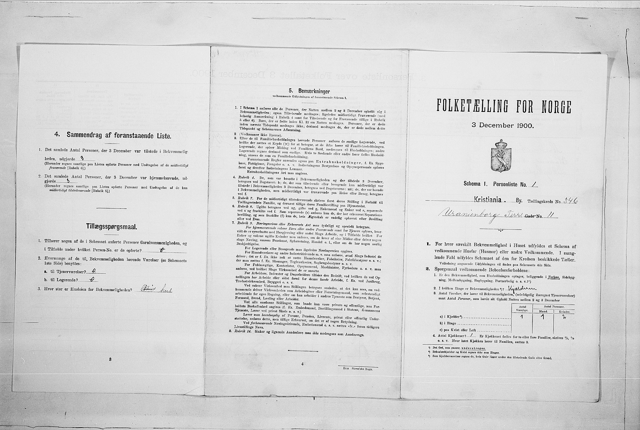 SAO, Folketelling 1900 for 0301 Kristiania kjøpstad, 1900, s. 108060