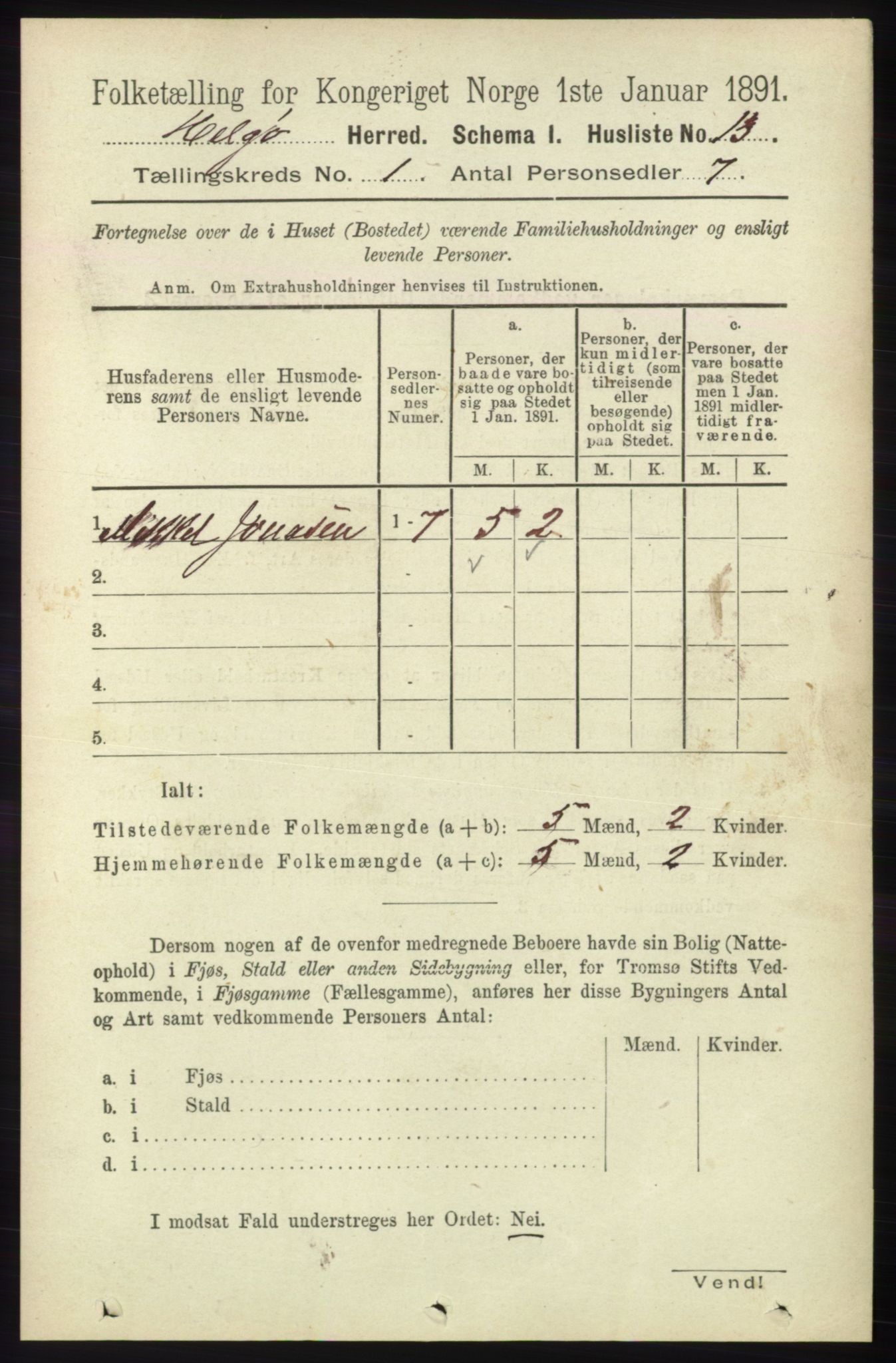 RA, Folketelling 1891 for 1935 Helgøy herred, 1891, s. 26