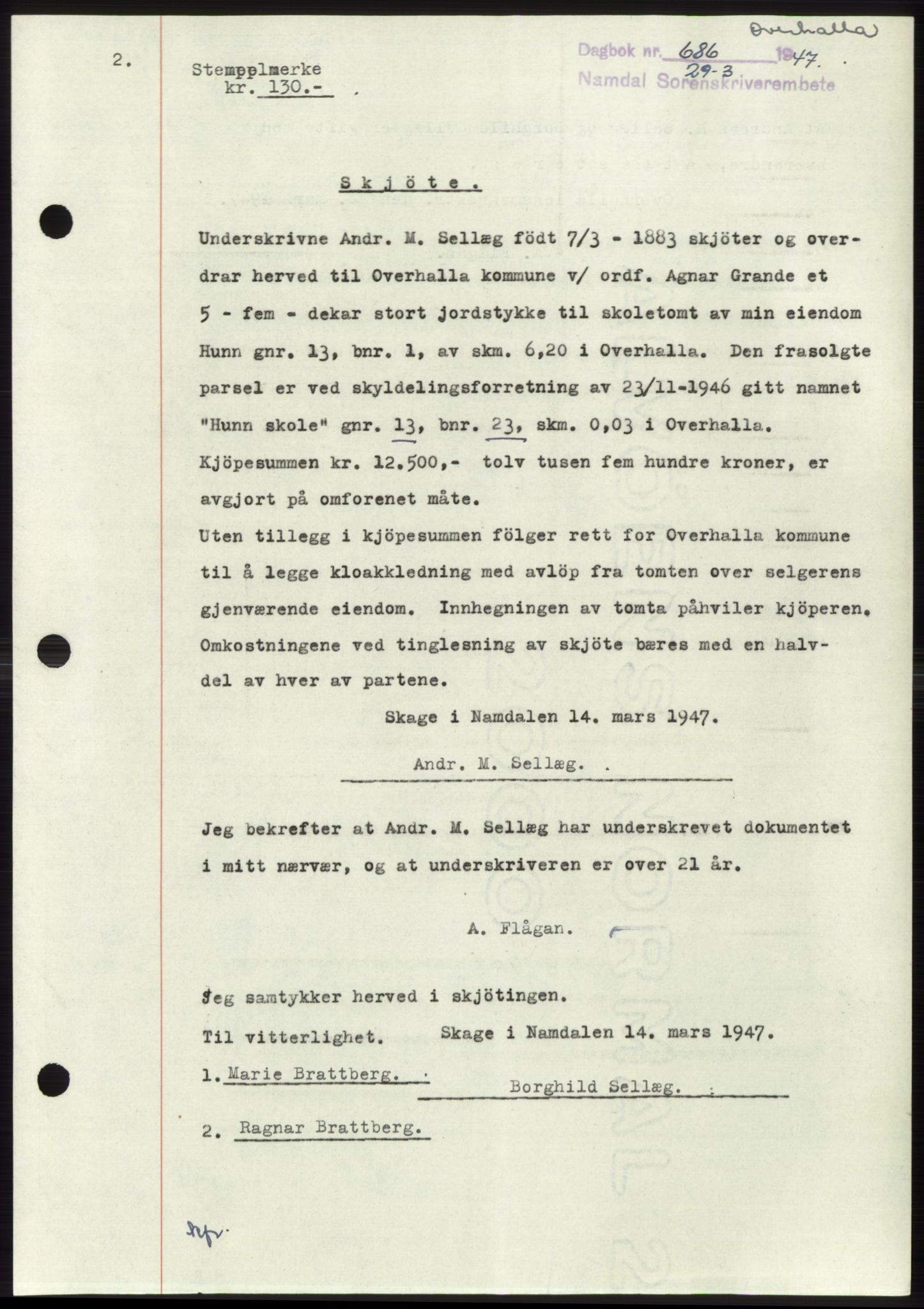 Namdal sorenskriveri, SAT/A-4133/1/2/2C: Pantebok nr. -, 1946-1947, Dagboknr: 686/1947
